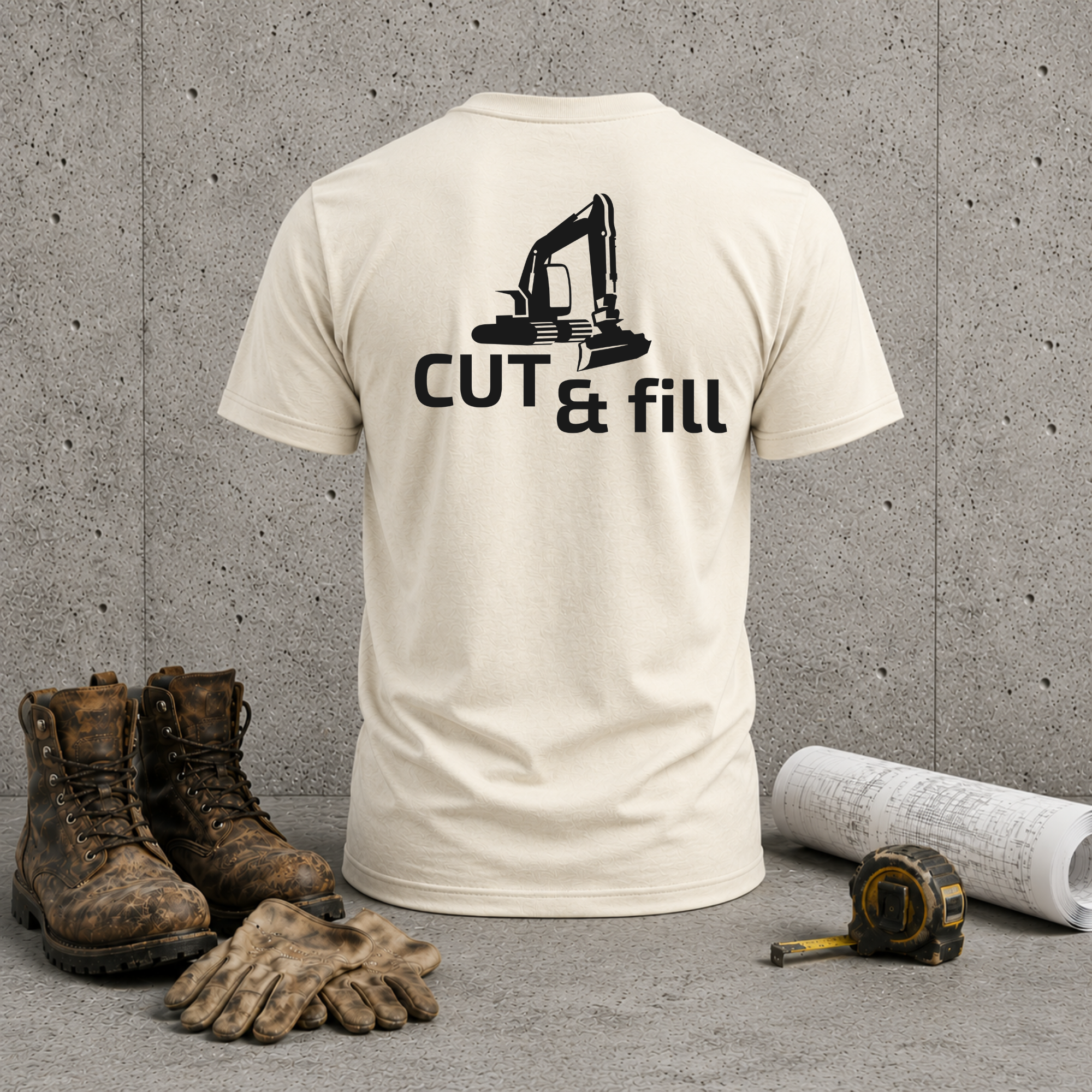 Cut & Fill Excavator T-Shirt — Construction Crew Tee