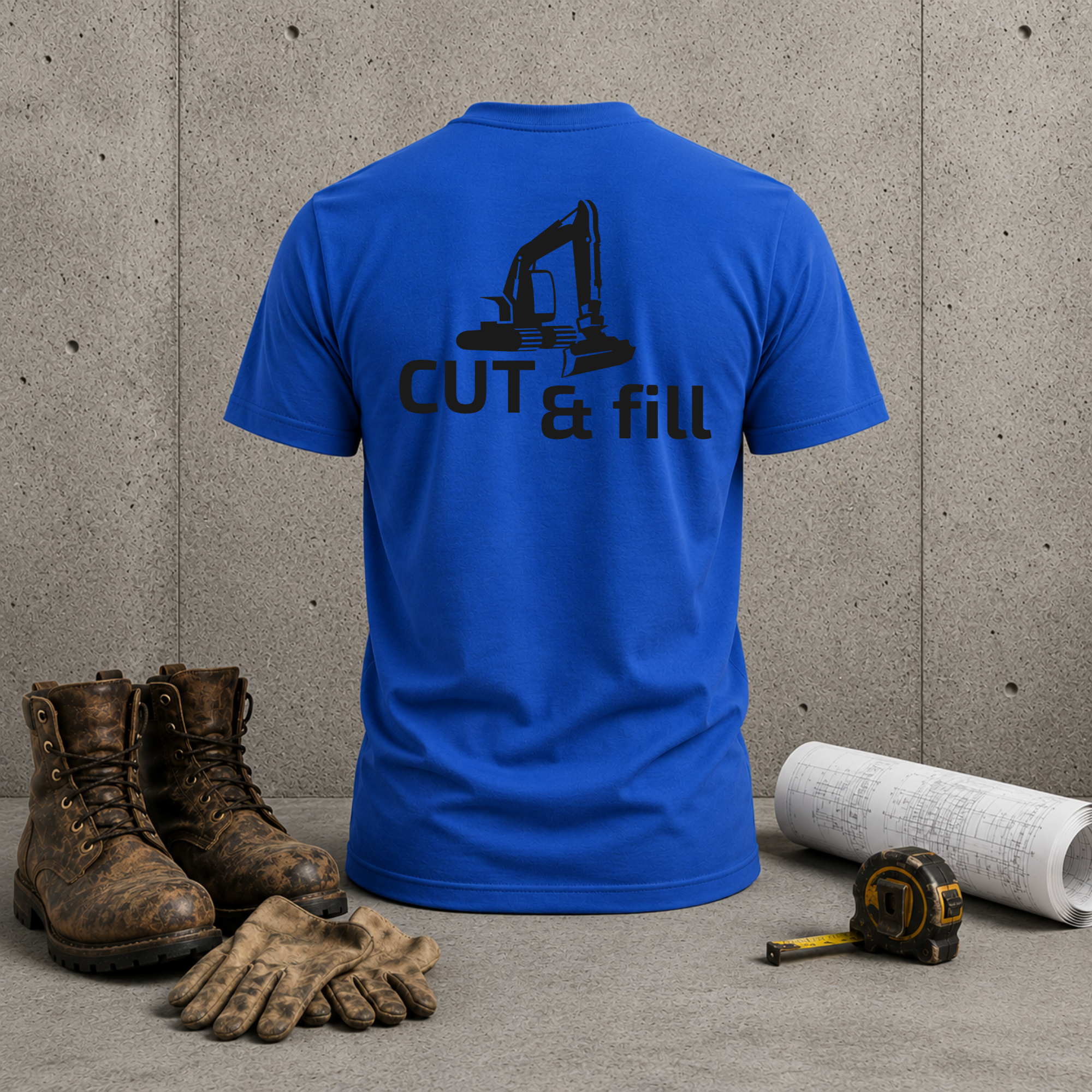 Cut & Fill Excavator T-Shirt — Construction Crew Tee
