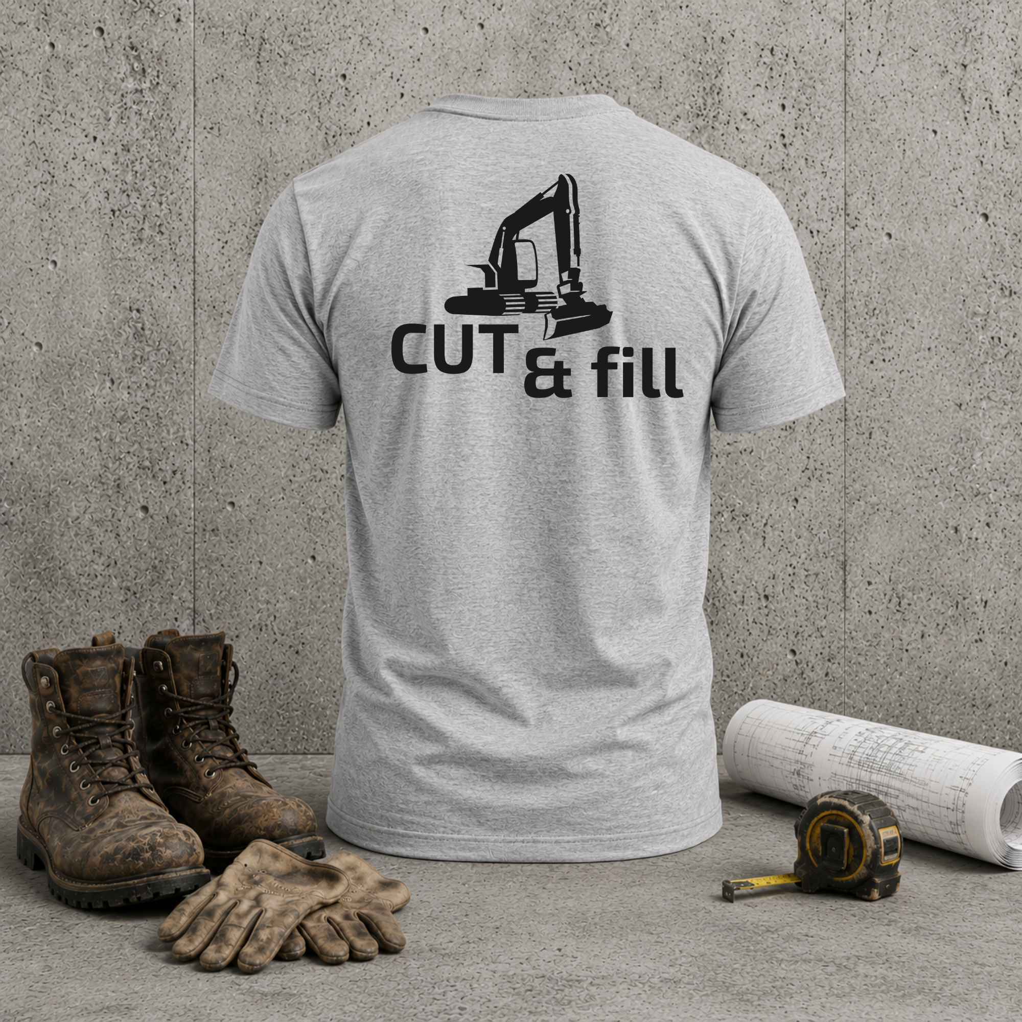 Cut & Fill Excavator T-Shirt — Construction Crew Tee