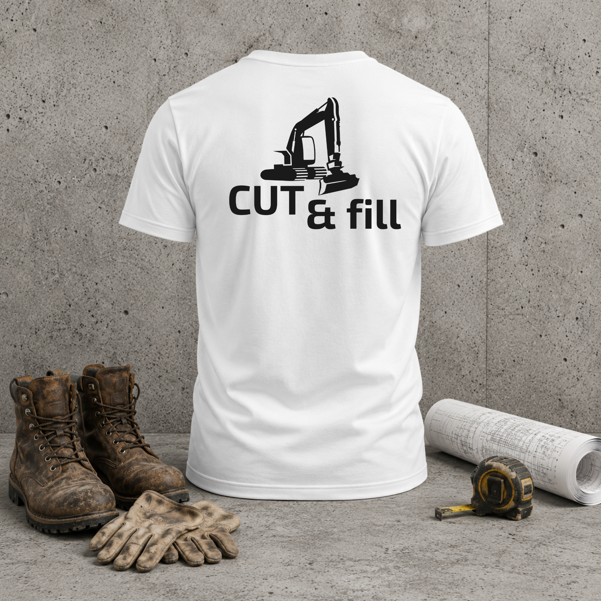Cut & Fill Excavator T-Shirt — Construction Crew Tee