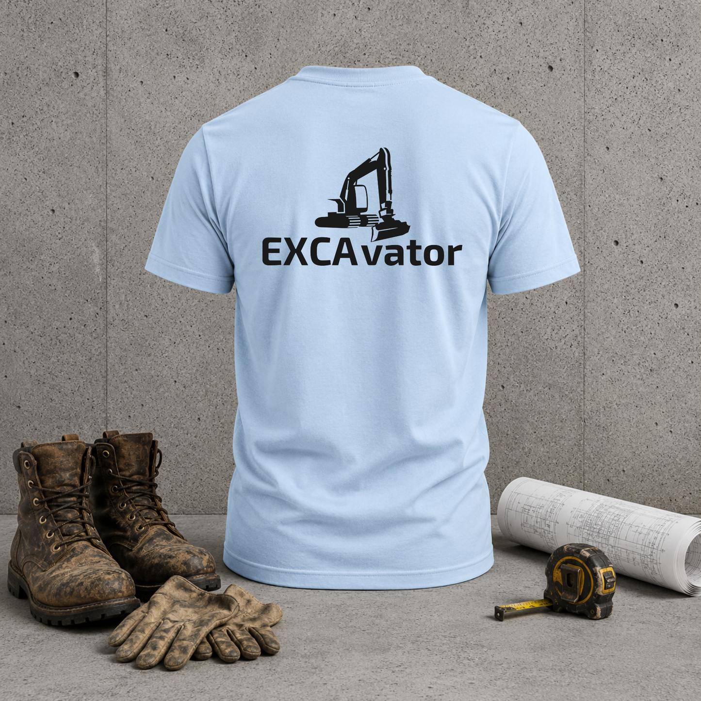 Excavator Construction T-Shirt — Back Graphic Heavy Equipment Shirt
