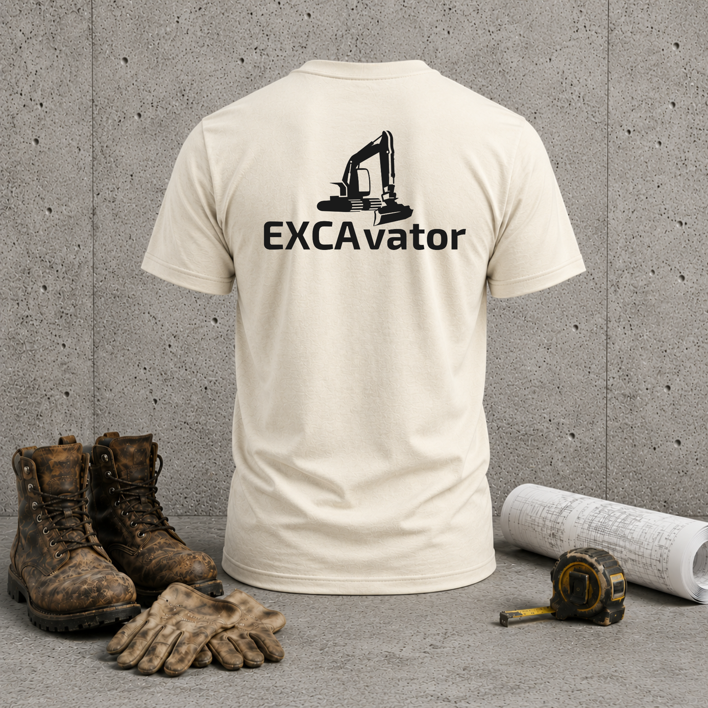 Excavator Construction T-Shirt — Back Graphic Heavy Equipment Shirt