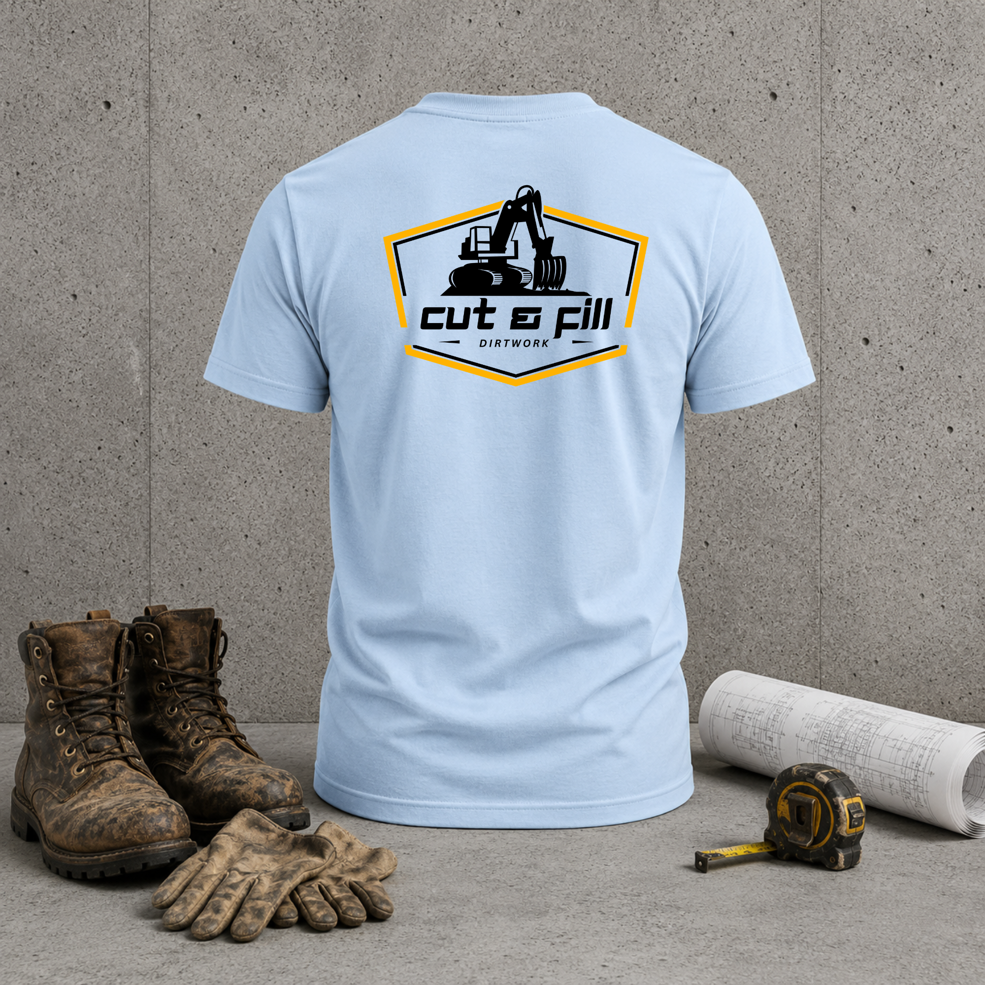 Construction Excavator T-Shirt — Cut & Fill Contractor Workwear
