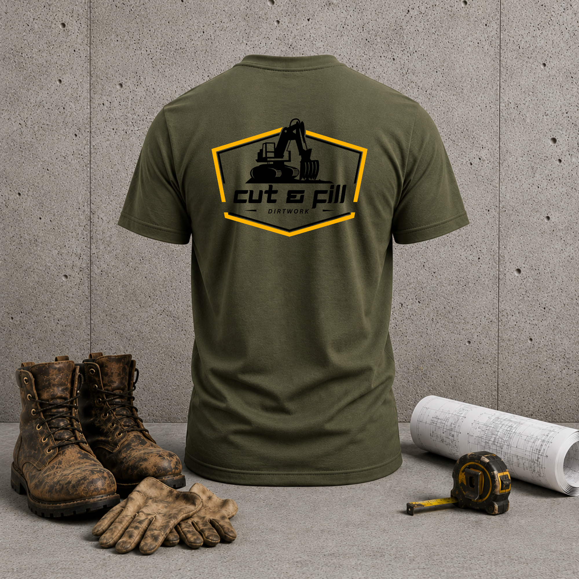 Construction Excavator T-Shirt — Cut & Fill Contractor Workwear