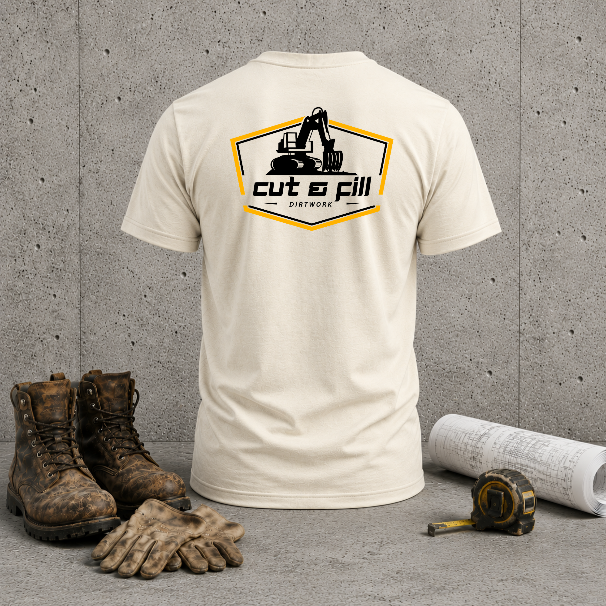 Construction Excavator T-Shirt — Cut & Fill Contractor Workwear