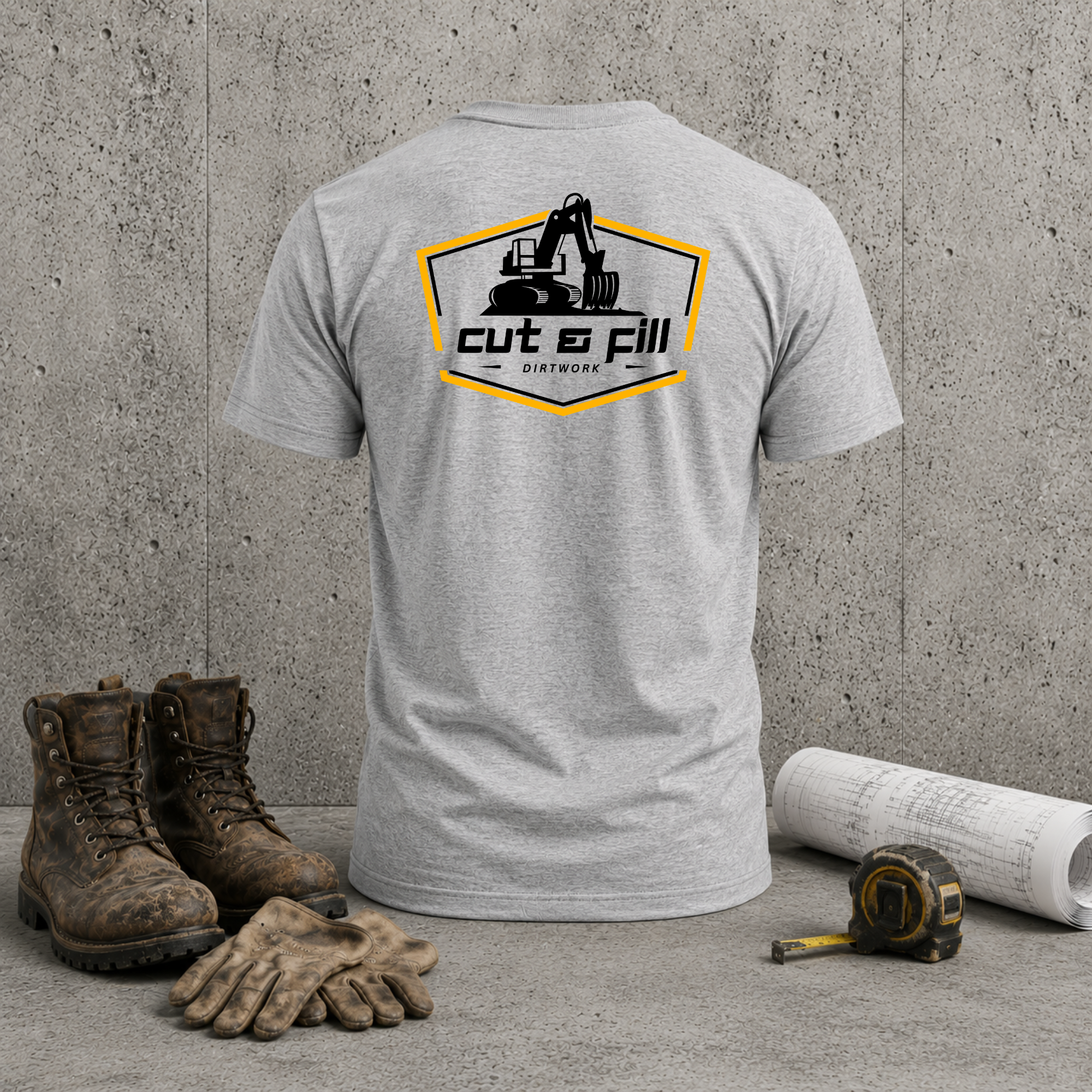 Construction Excavator T-Shirt — Cut & Fill Contractor Workwear