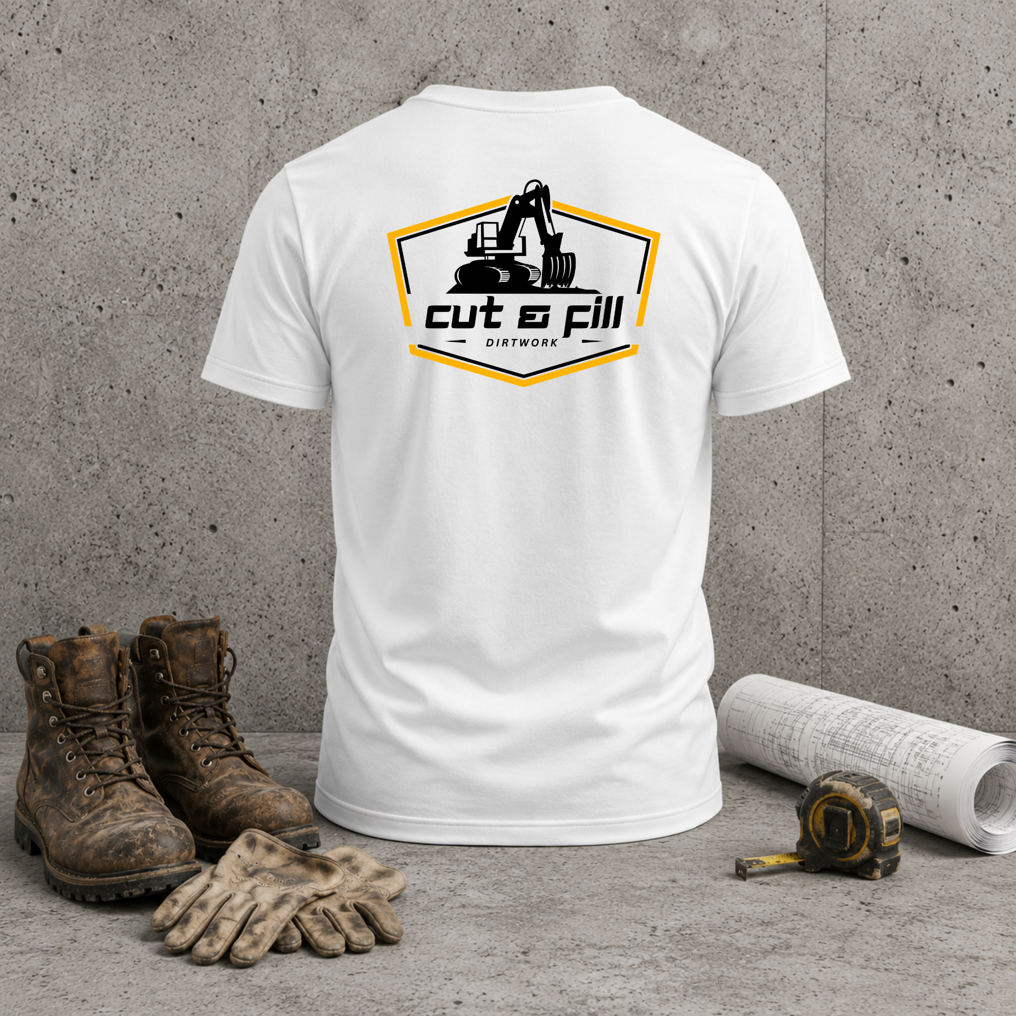 Construction Excavator T-Shirt — Cut & Fill Contractor Workwear