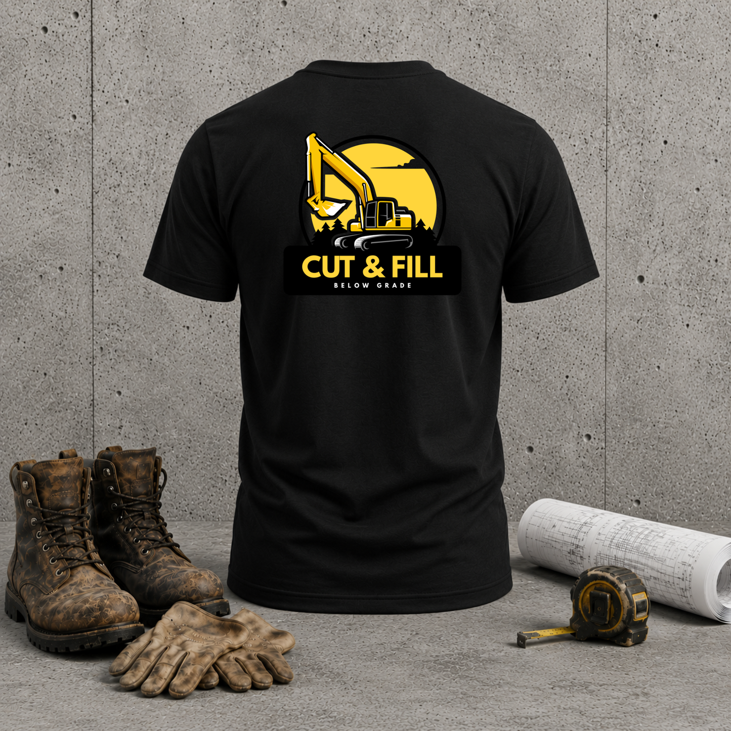 Construction Excavator T-Shirt – “Cut & Fill” Heavy Equipment Tee