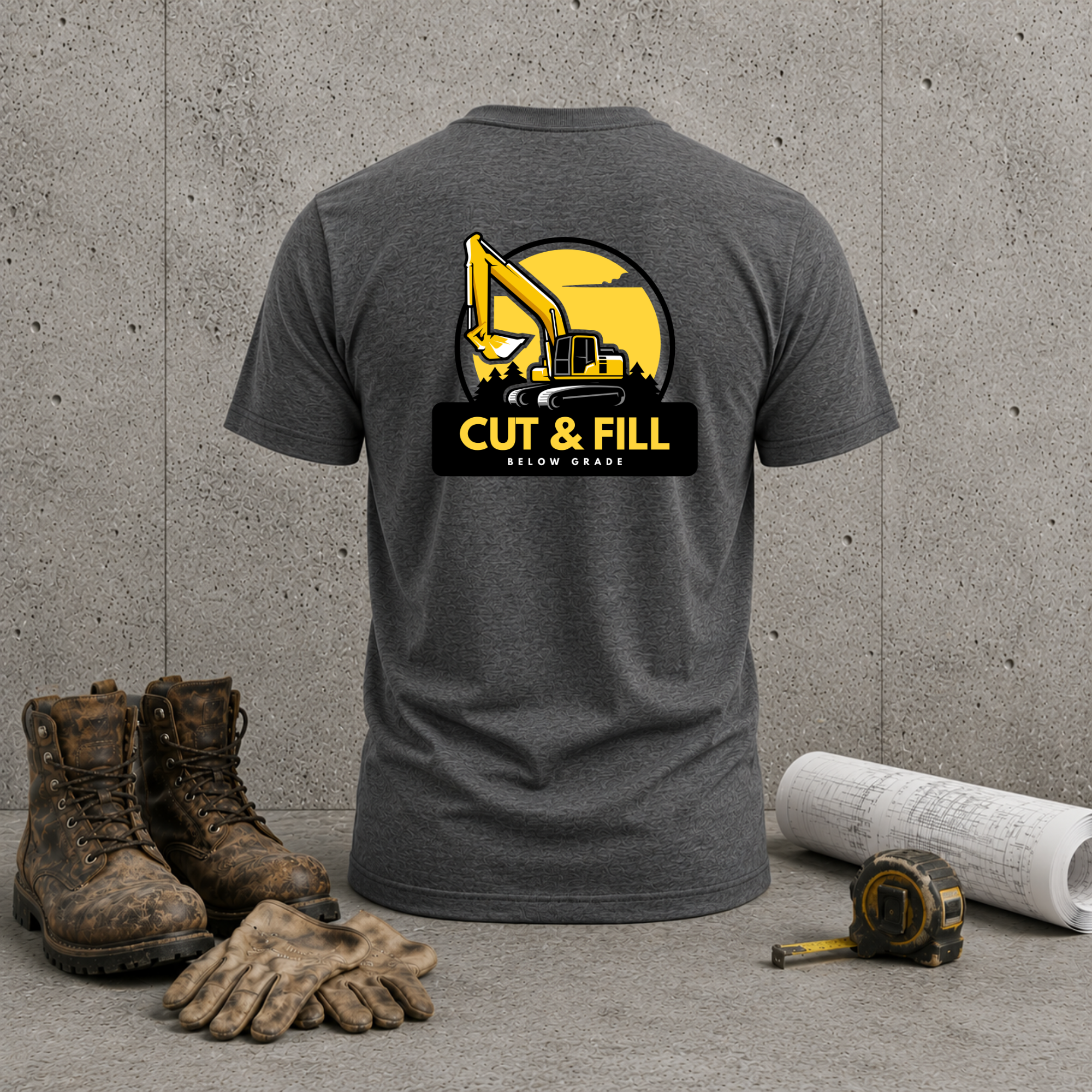Construction Excavator T-Shirt – “Cut & Fill” Heavy Equipment Tee