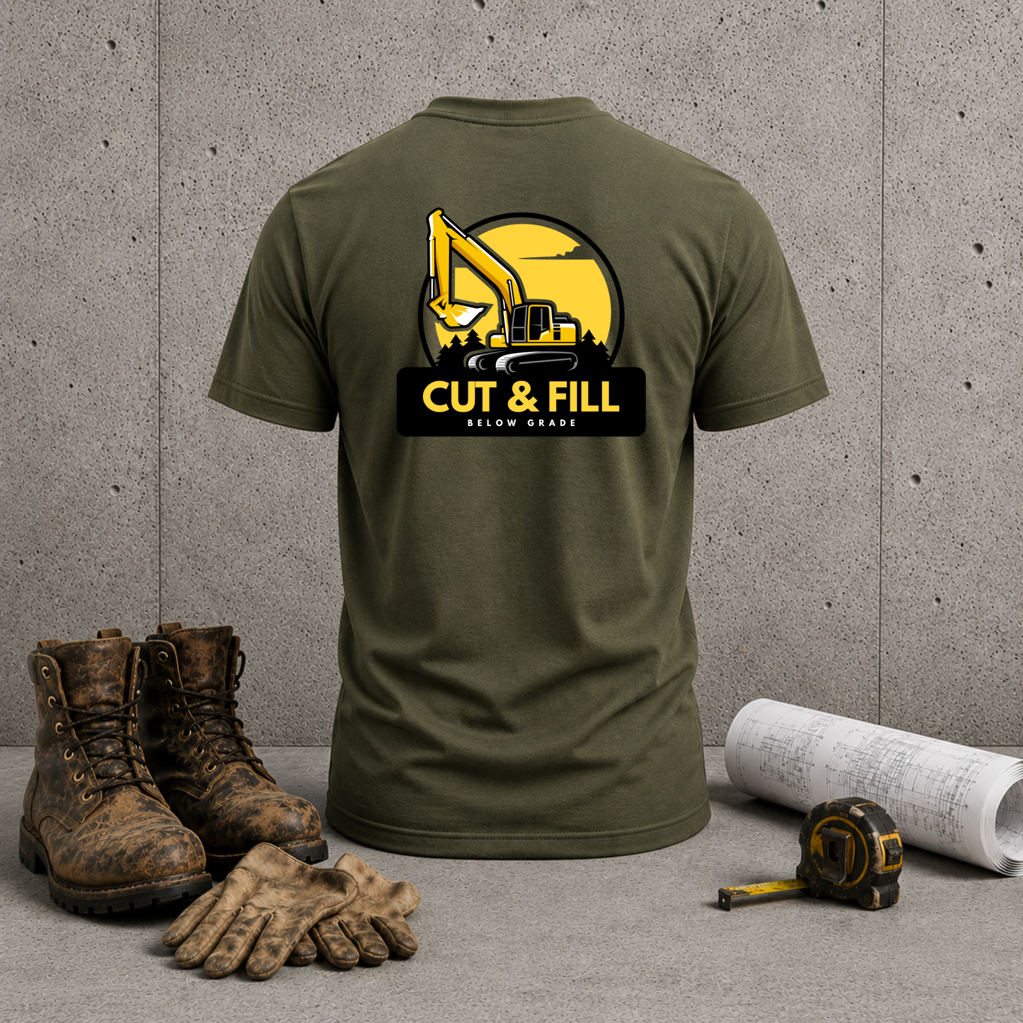 Construction Excavator T-Shirt – “Cut & Fill” Heavy Equipment Tee
