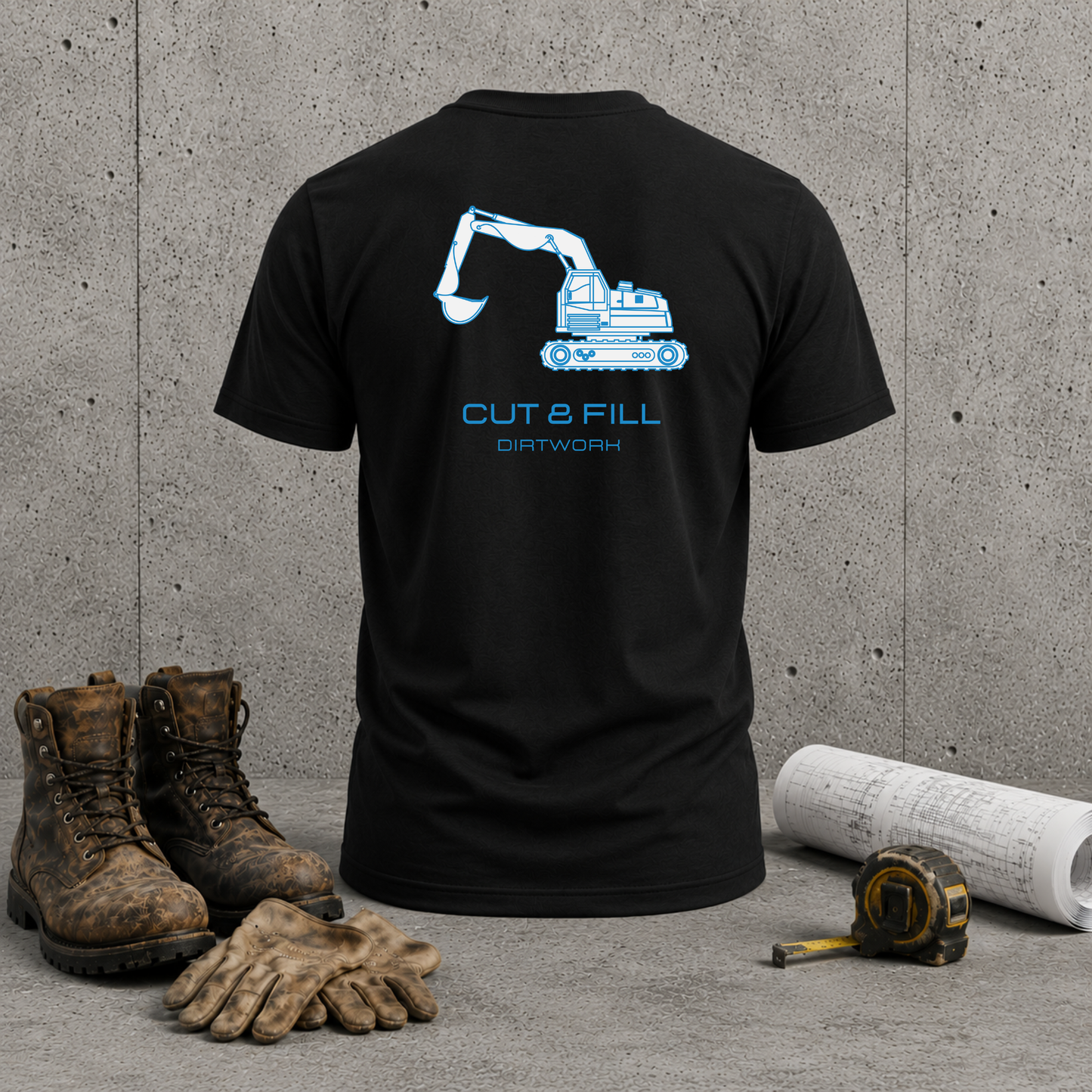 Excavator “Cut & Fill” T‑Shirt — Construction Crew Tee