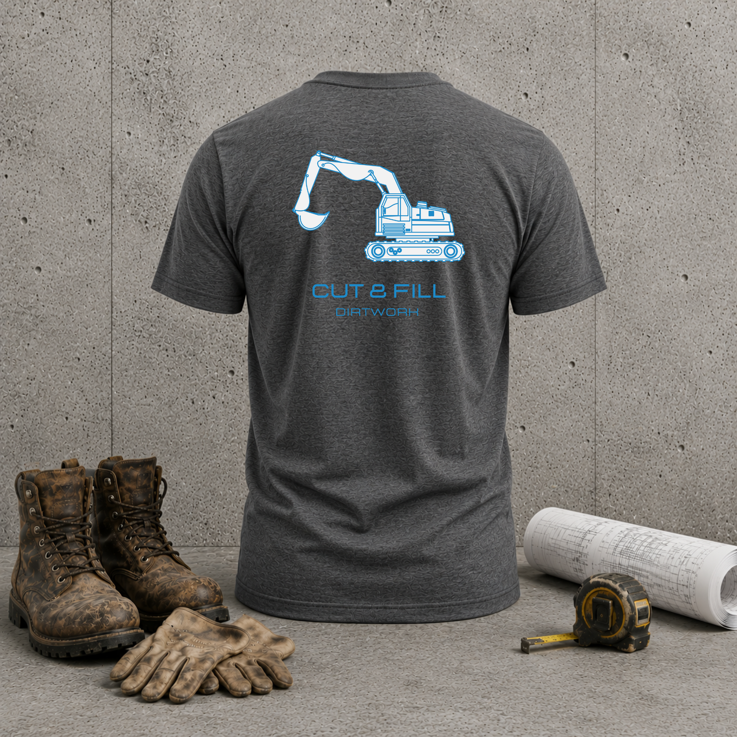 Excavator “Cut & Fill” T‑Shirt — Construction Crew Tee