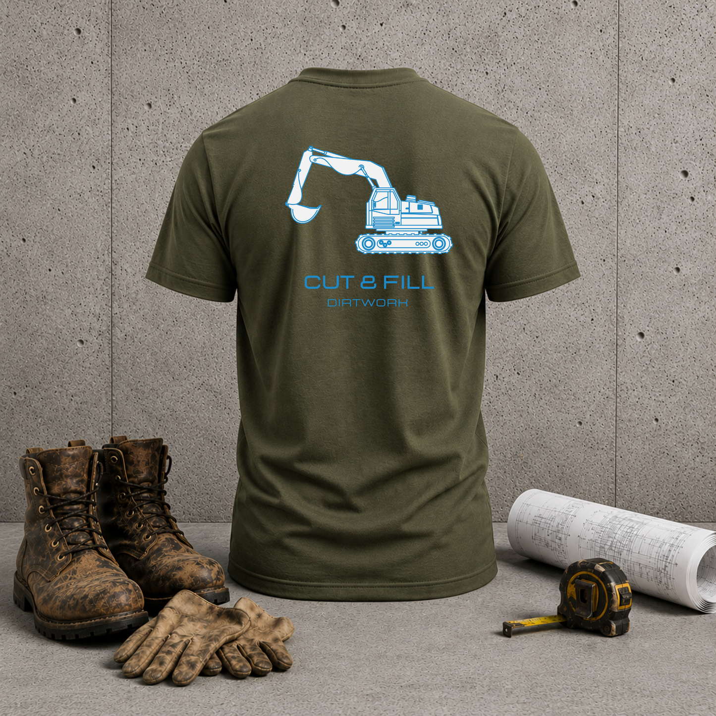Excavator “Cut & Fill” T‑Shirt — Construction Crew Tee