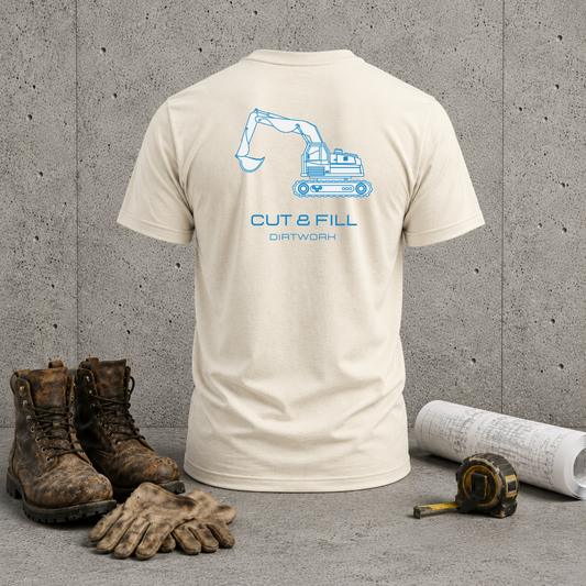 Excavator “Cut & Fill” T‑Shirt — Construction Crew Tee