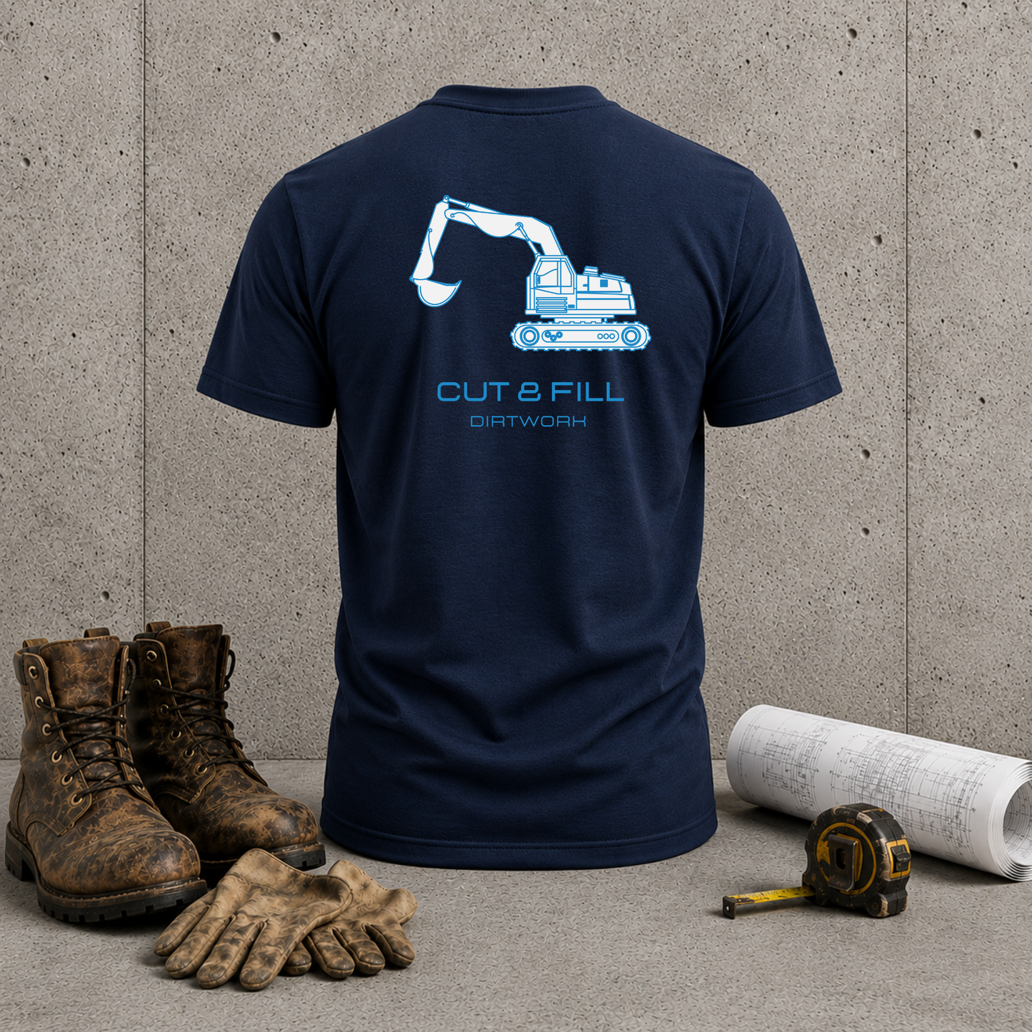 Excavator “Cut & Fill” T‑Shirt — Construction Crew Tee