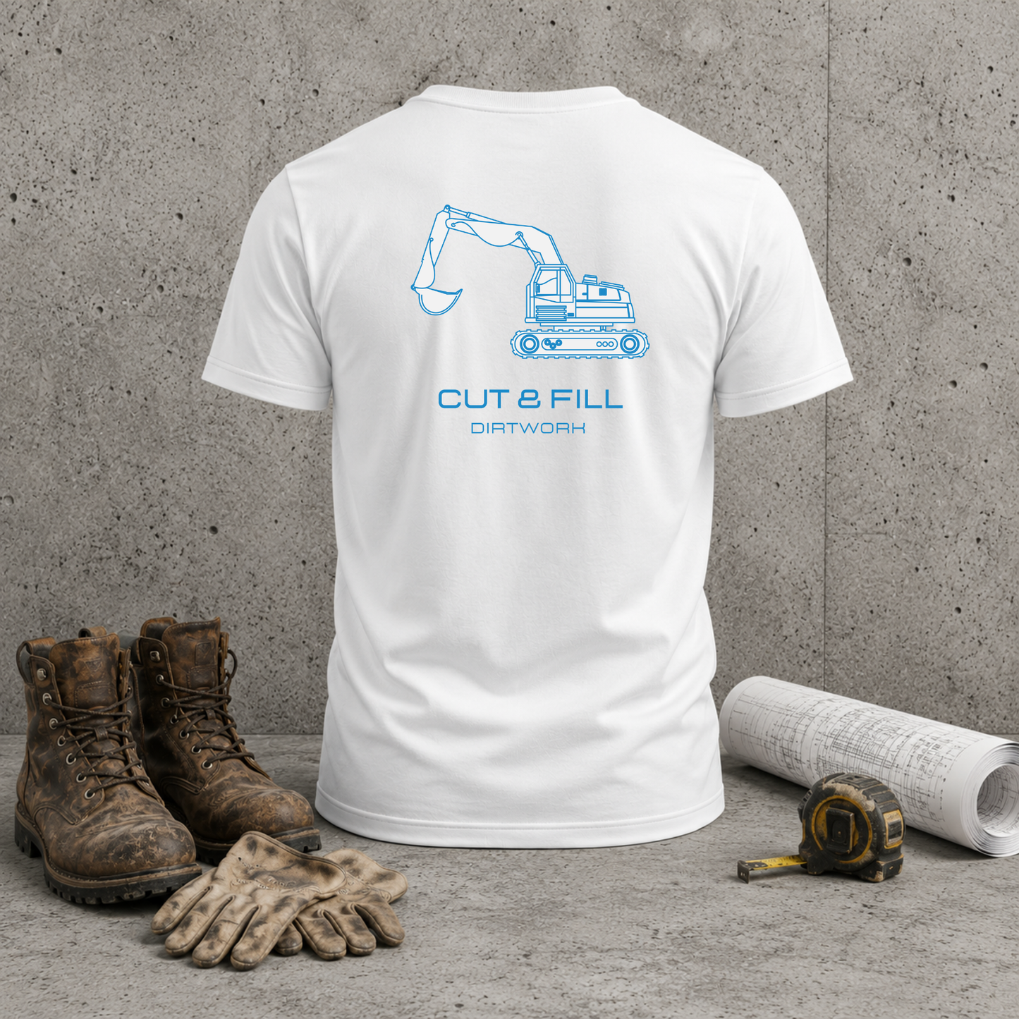 Excavator “Cut & Fill” T‑Shirt — Construction Crew Tee
