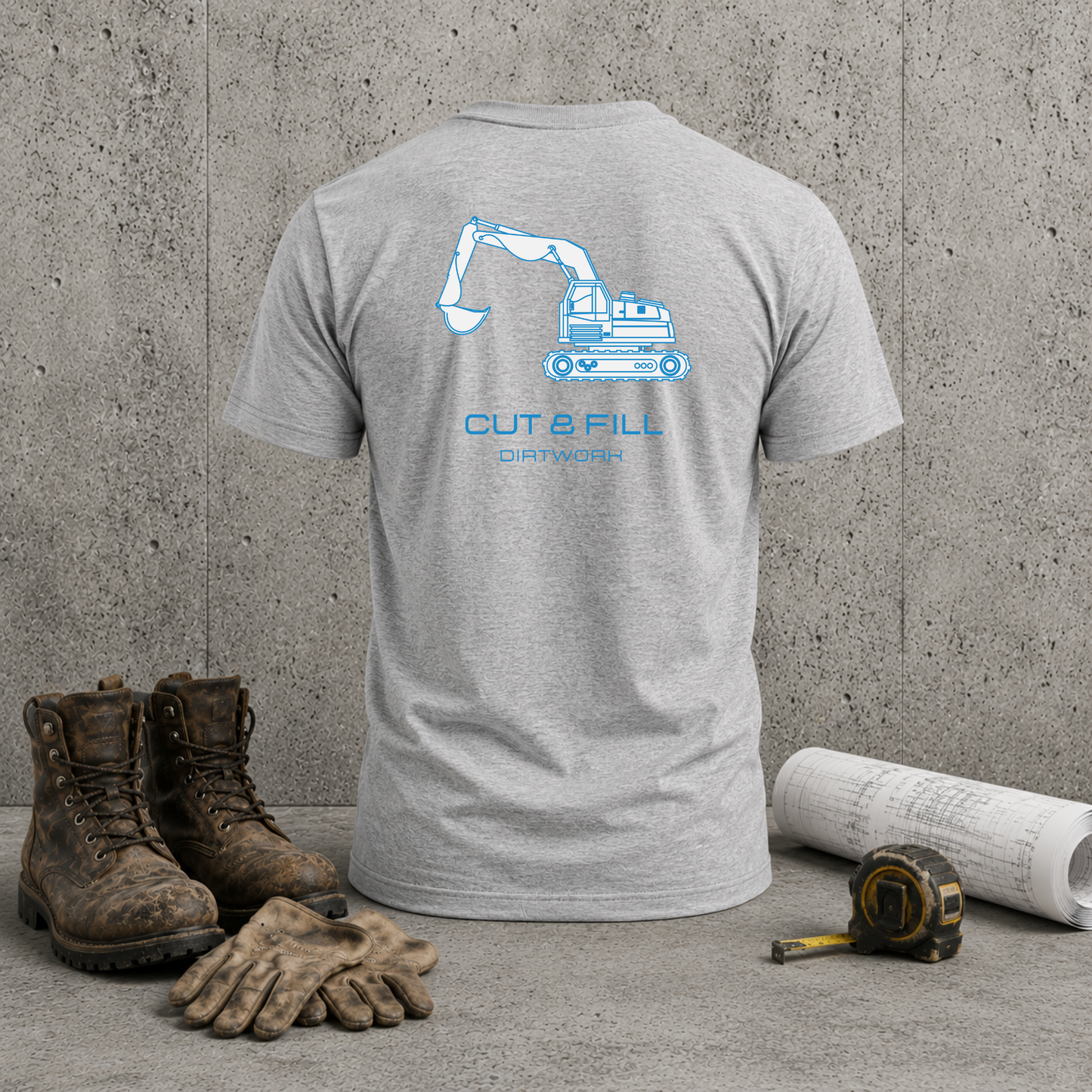 Excavator “Cut & Fill” T‑Shirt — Construction Crew Tee