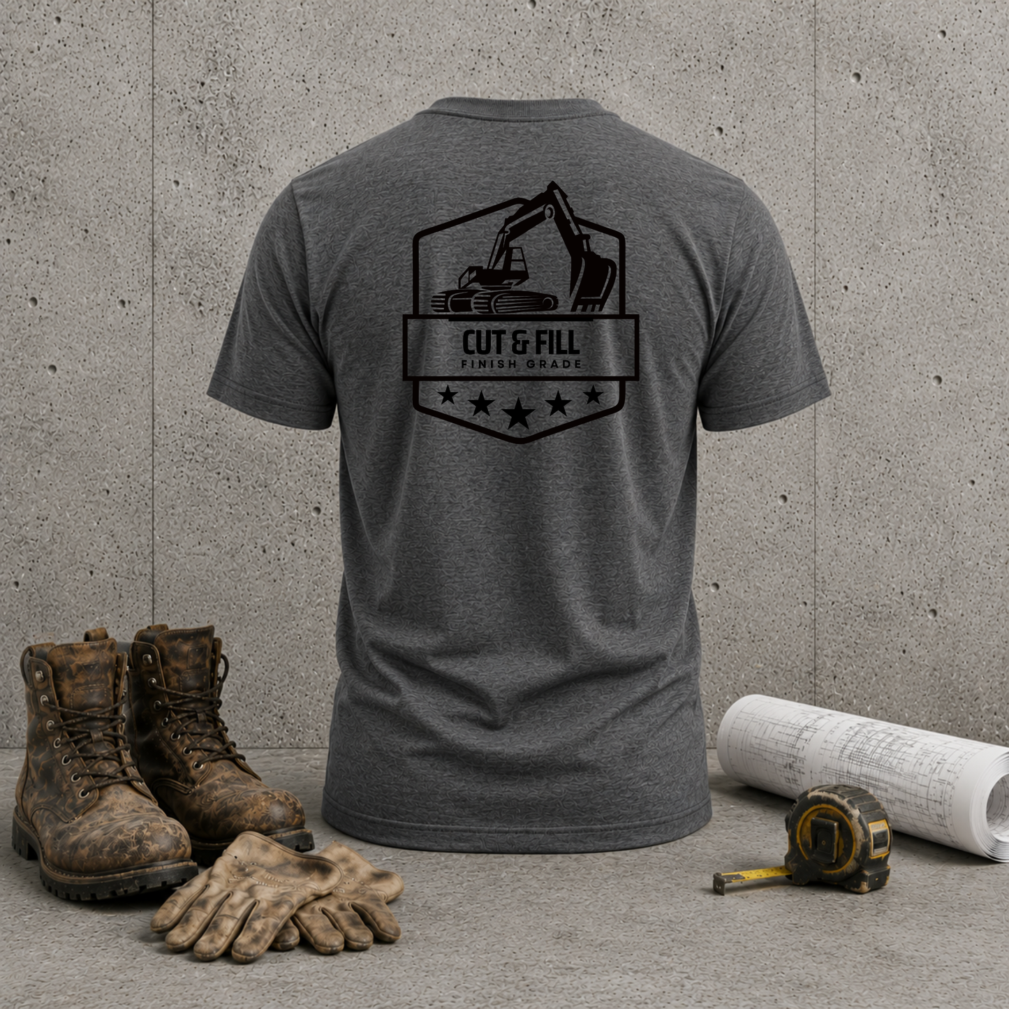 Excavator Logo T-Shirt — "Cut & Fill" Construction Tee