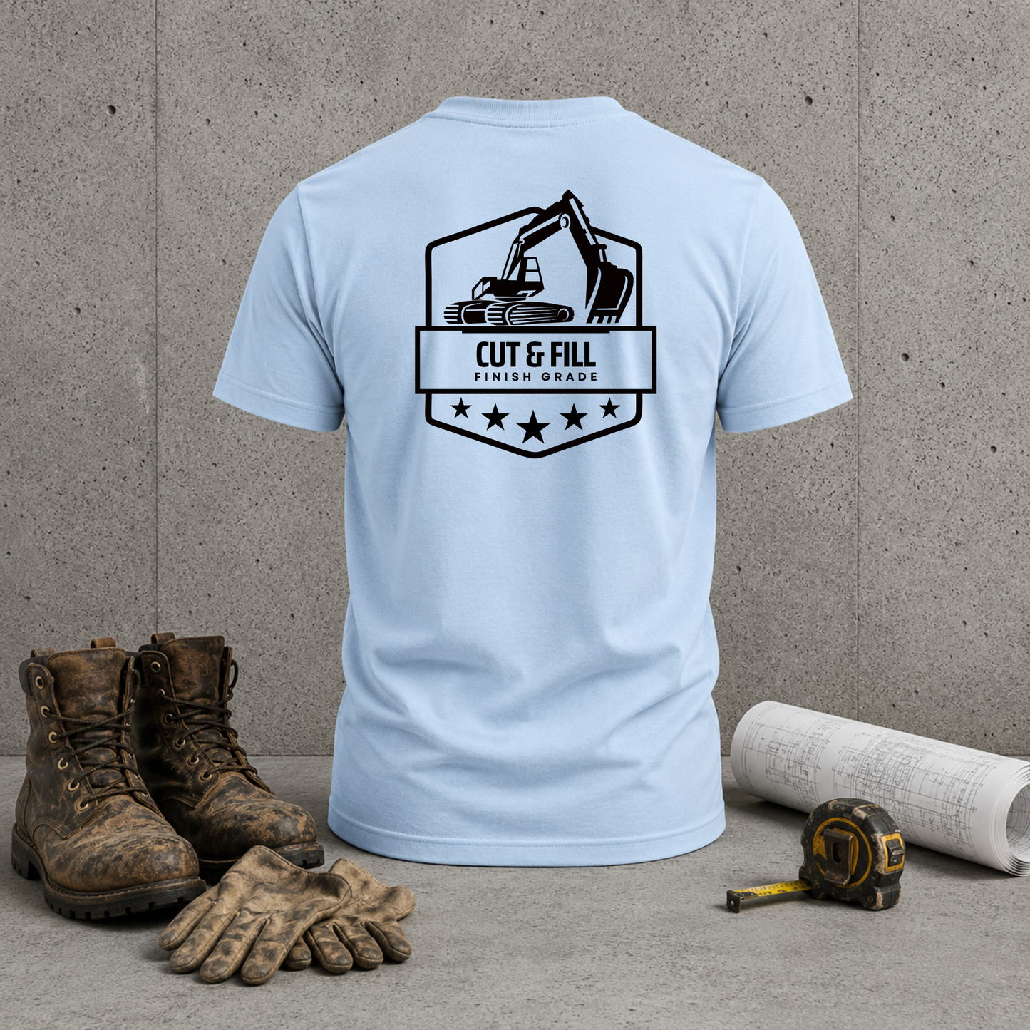 Excavator Logo T-Shirt — "Cut & Fill" Construction Tee