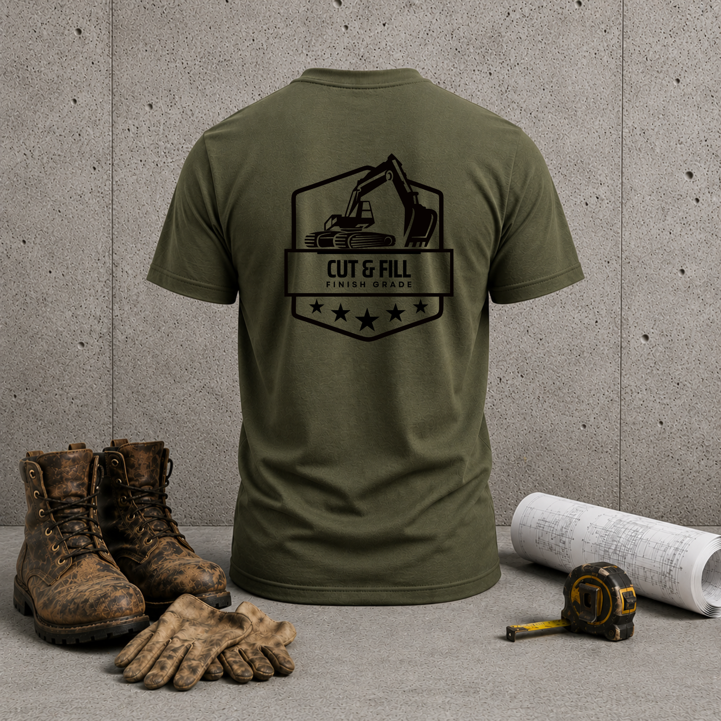 Excavator Logo T-Shirt — "Cut & Fill" Construction Tee