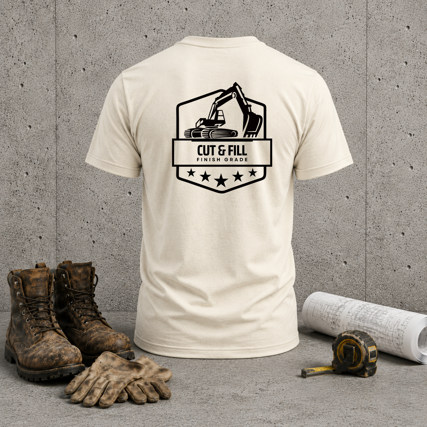 Excavator Logo T-Shirt — "Cut & Fill" Construction Tee