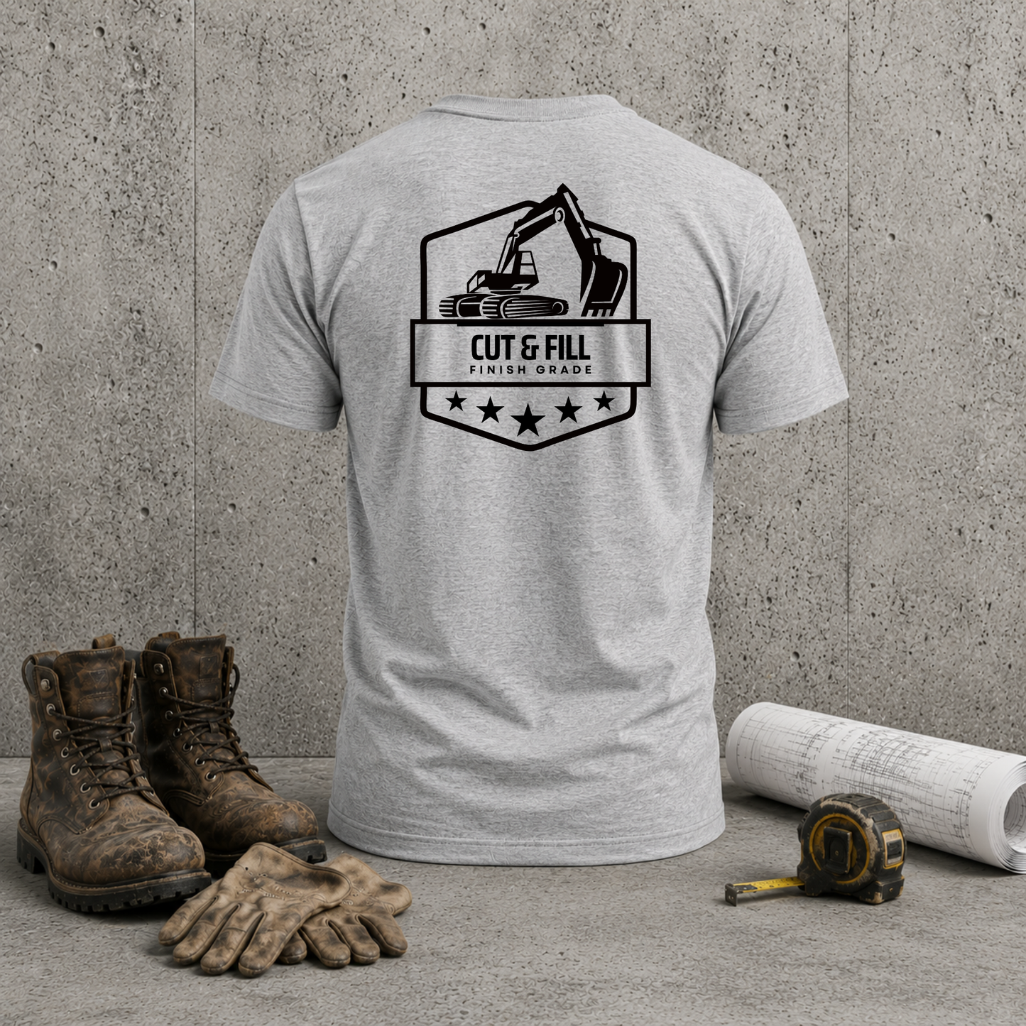 Excavator Logo T-Shirt — "Cut & Fill" Construction Tee