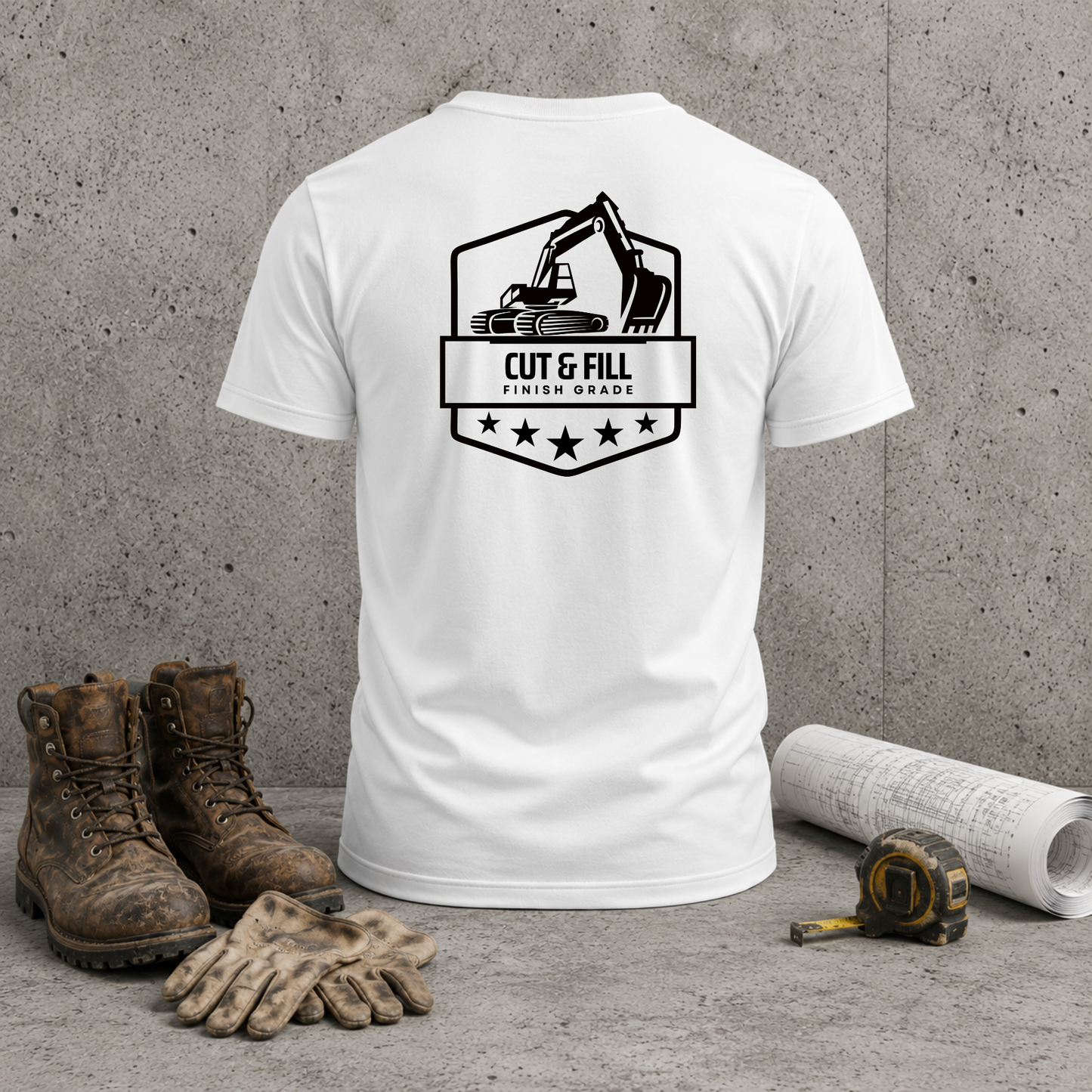 Excavator Logo T-Shirt — "Cut & Fill" Construction Tee