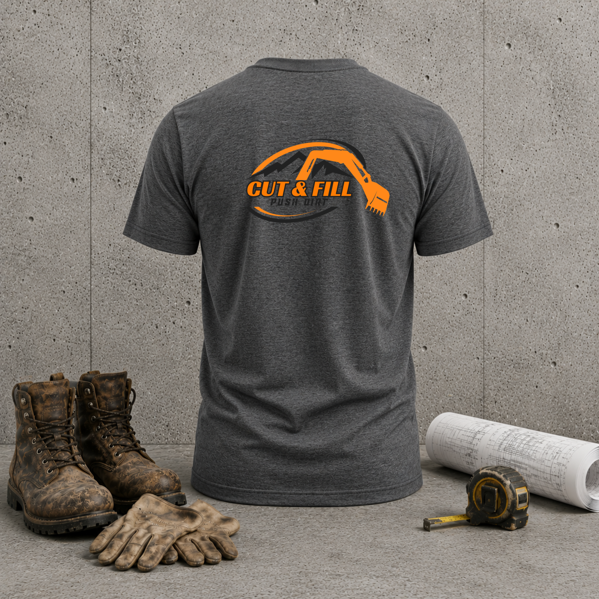 Cut & Fill Excavation T-Shirt — Construction Crew Logo Tee