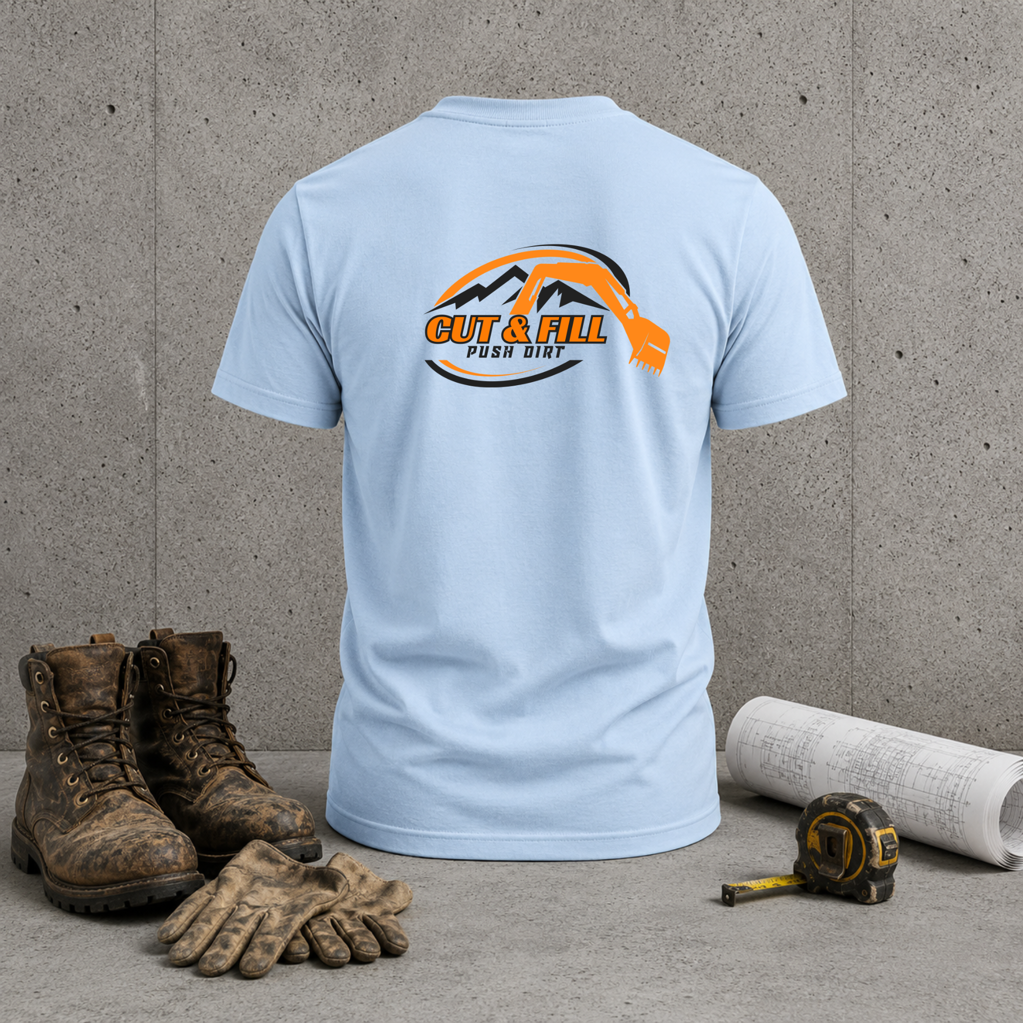 Cut & Fill Excavation T-Shirt — Construction Crew Logo Tee