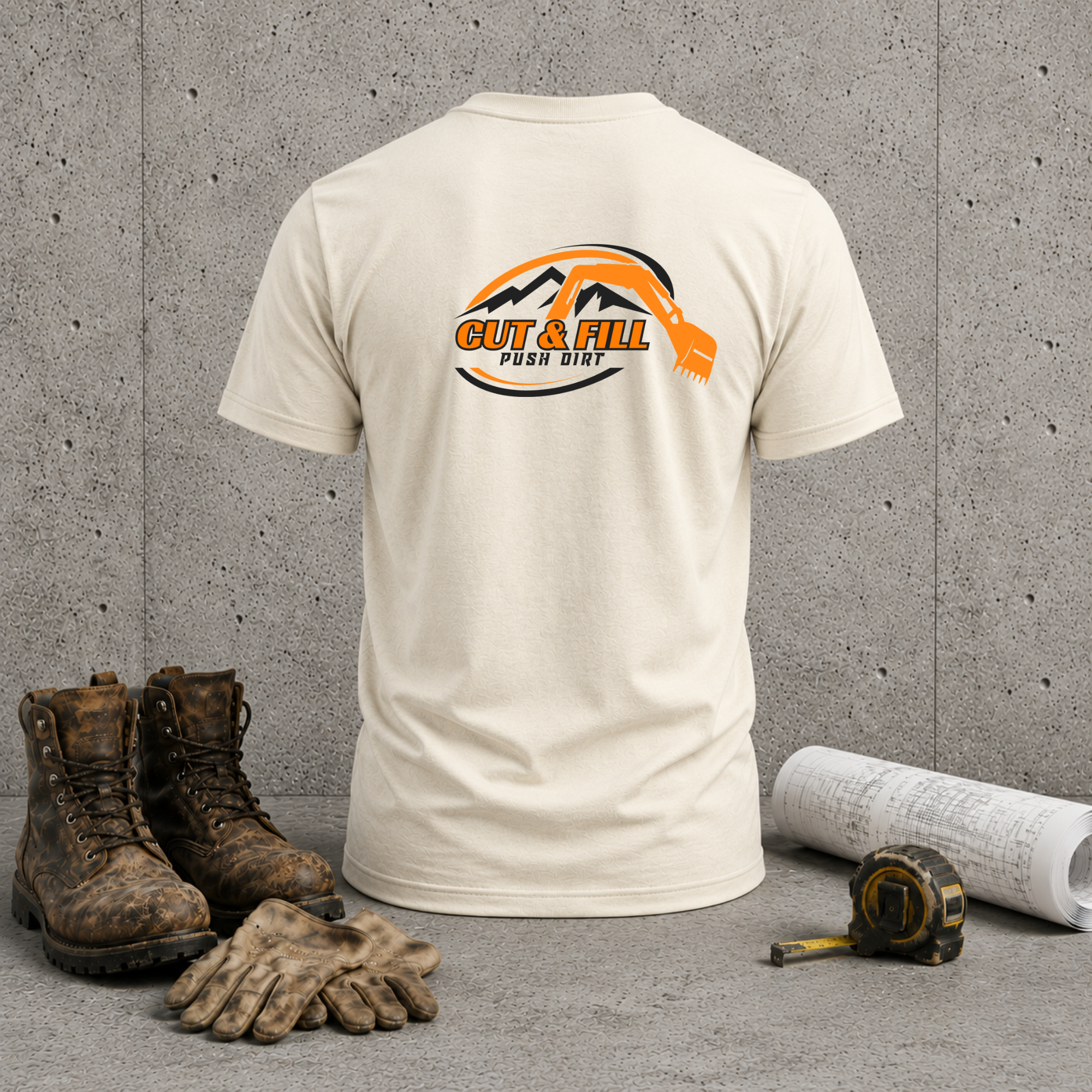 Cut & Fill Excavation T-Shirt — Construction Crew Logo Tee