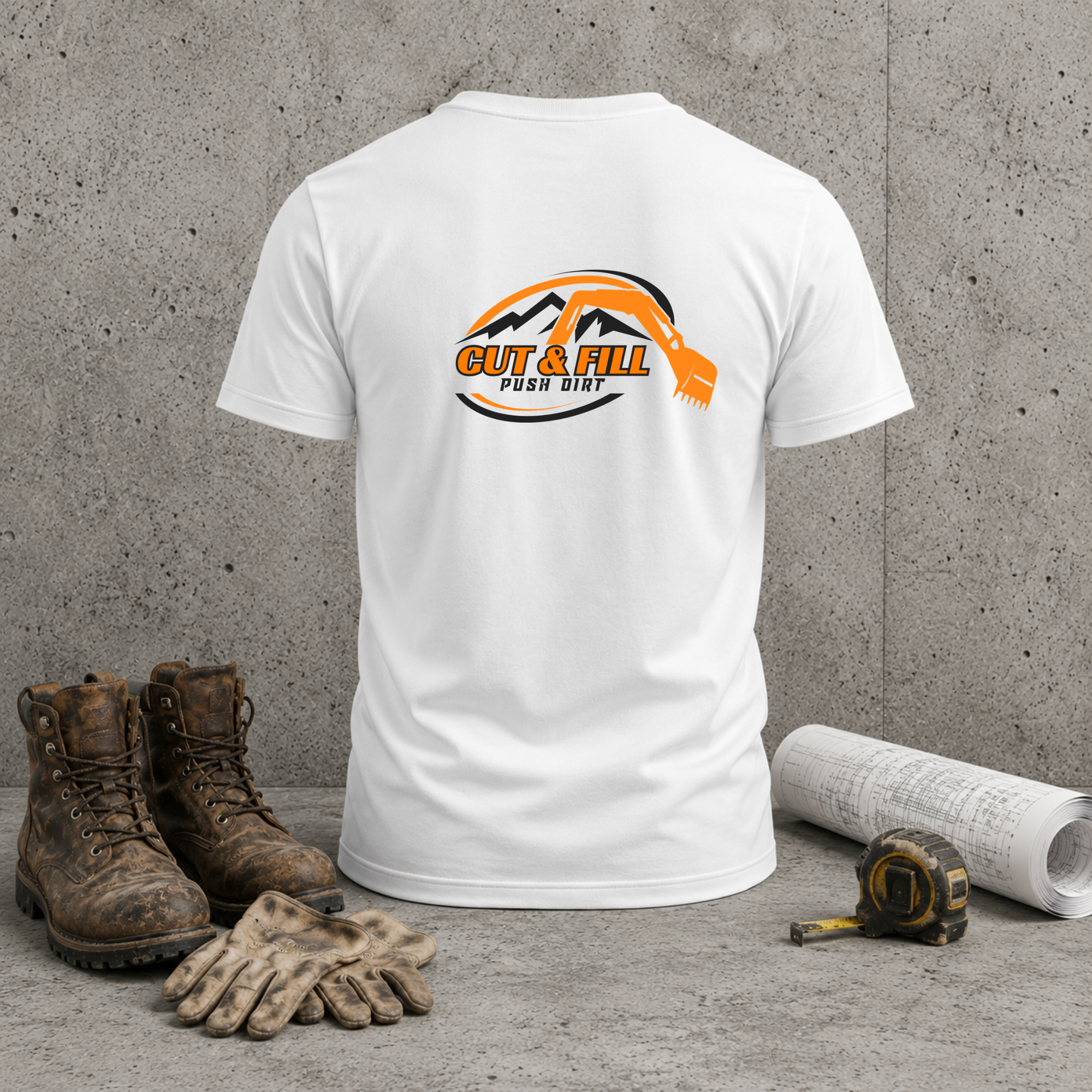 Cut & Fill Excavation T-Shirt — Construction Crew Logo Tee