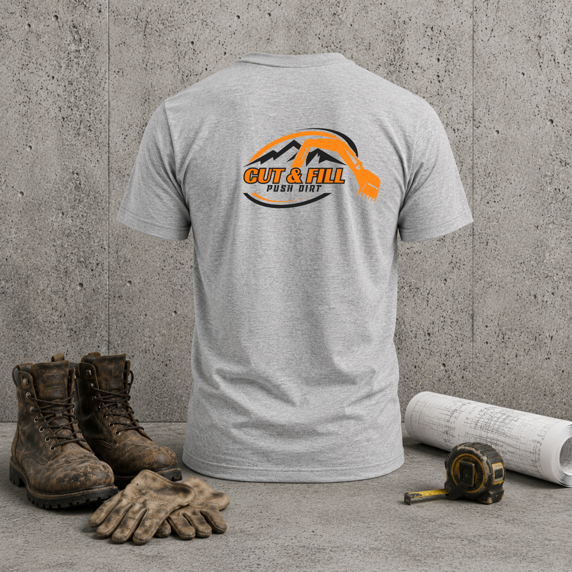 Cut & Fill Excavation T-Shirt — Construction Crew Logo Tee