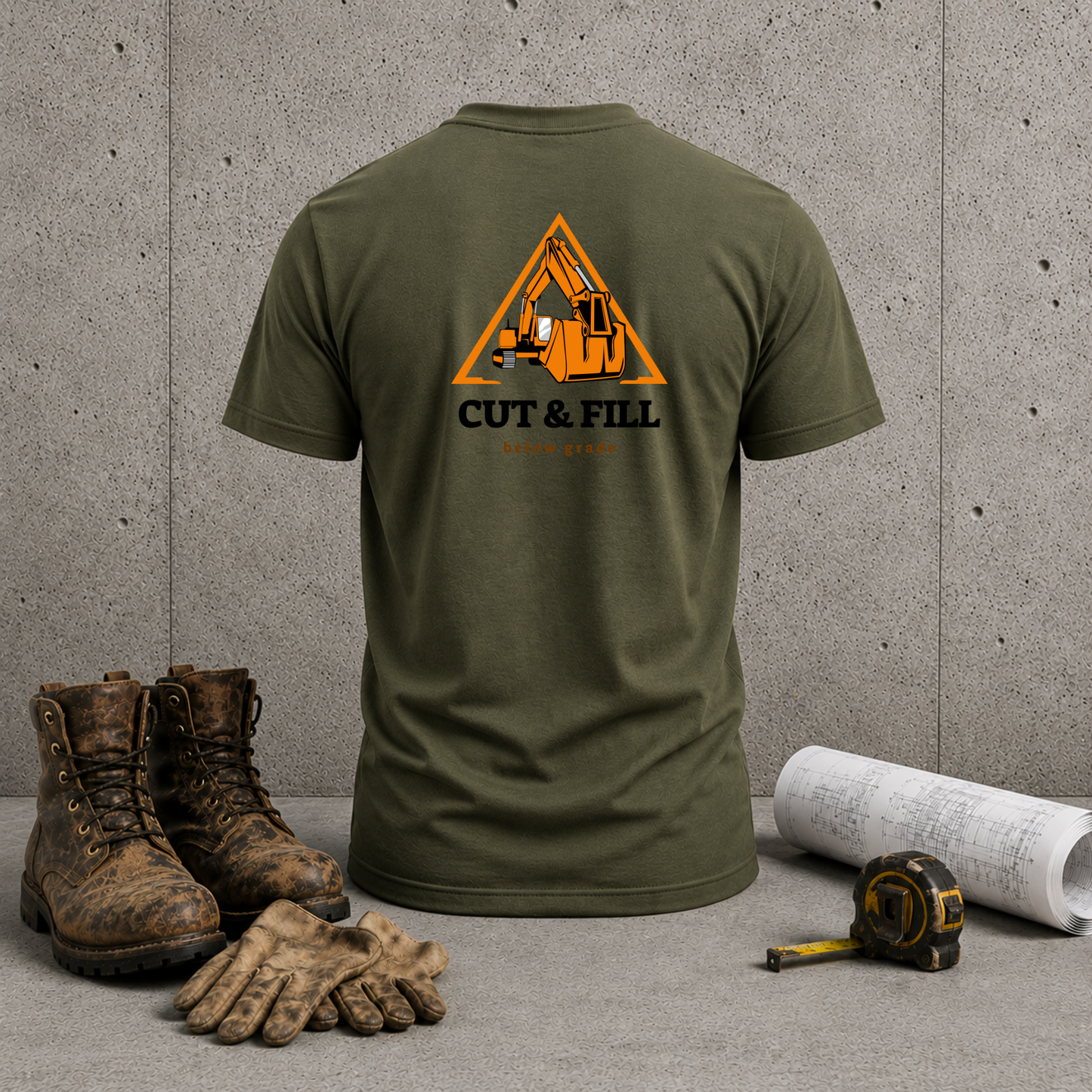 Excavator 'Cut & Fill' T‑Shirt — Heavy Equipment Construction Crew Tee