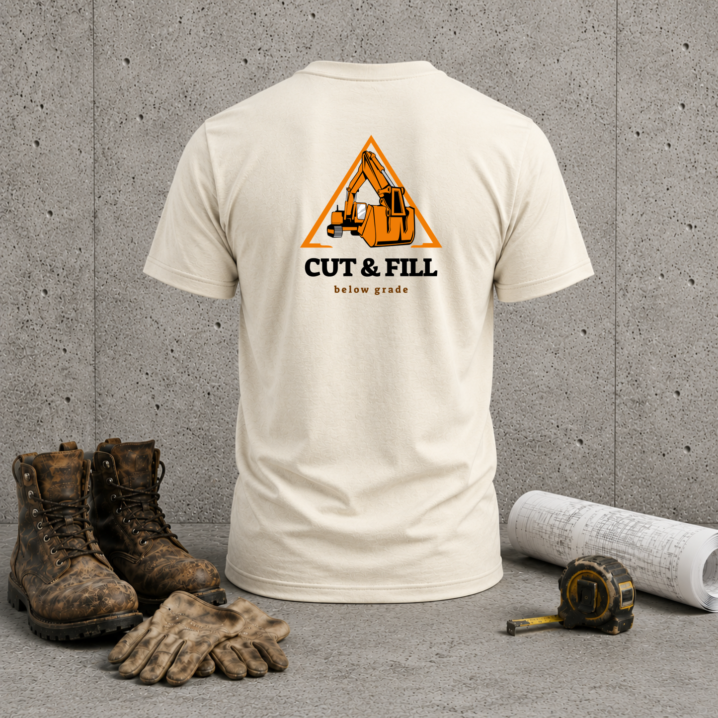 Excavator 'Cut & Fill' T‑Shirt — Heavy Equipment Construction Crew Tee