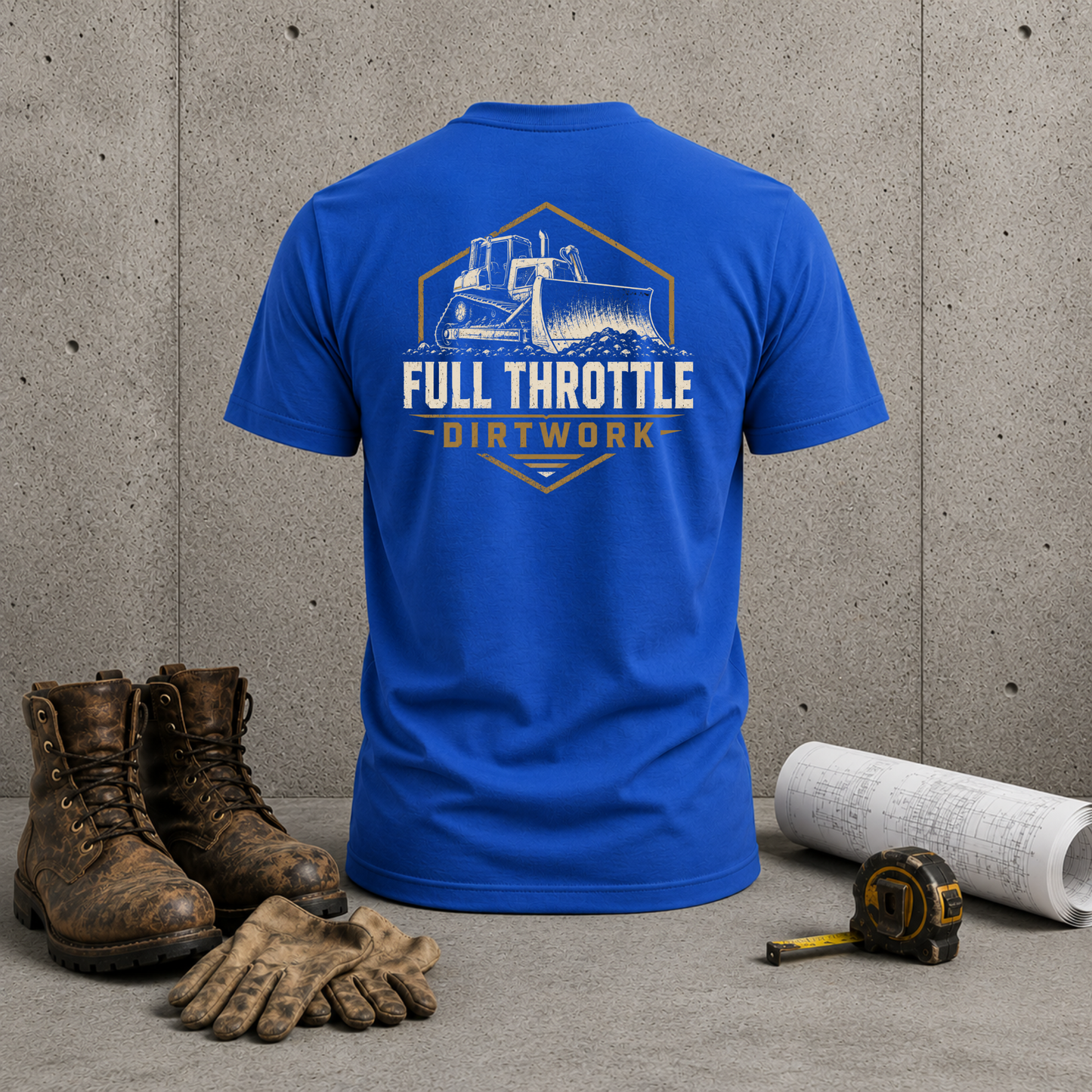Full Throttle Dirtwork T-Shirt — Construction Bulldozer Graphic Tee