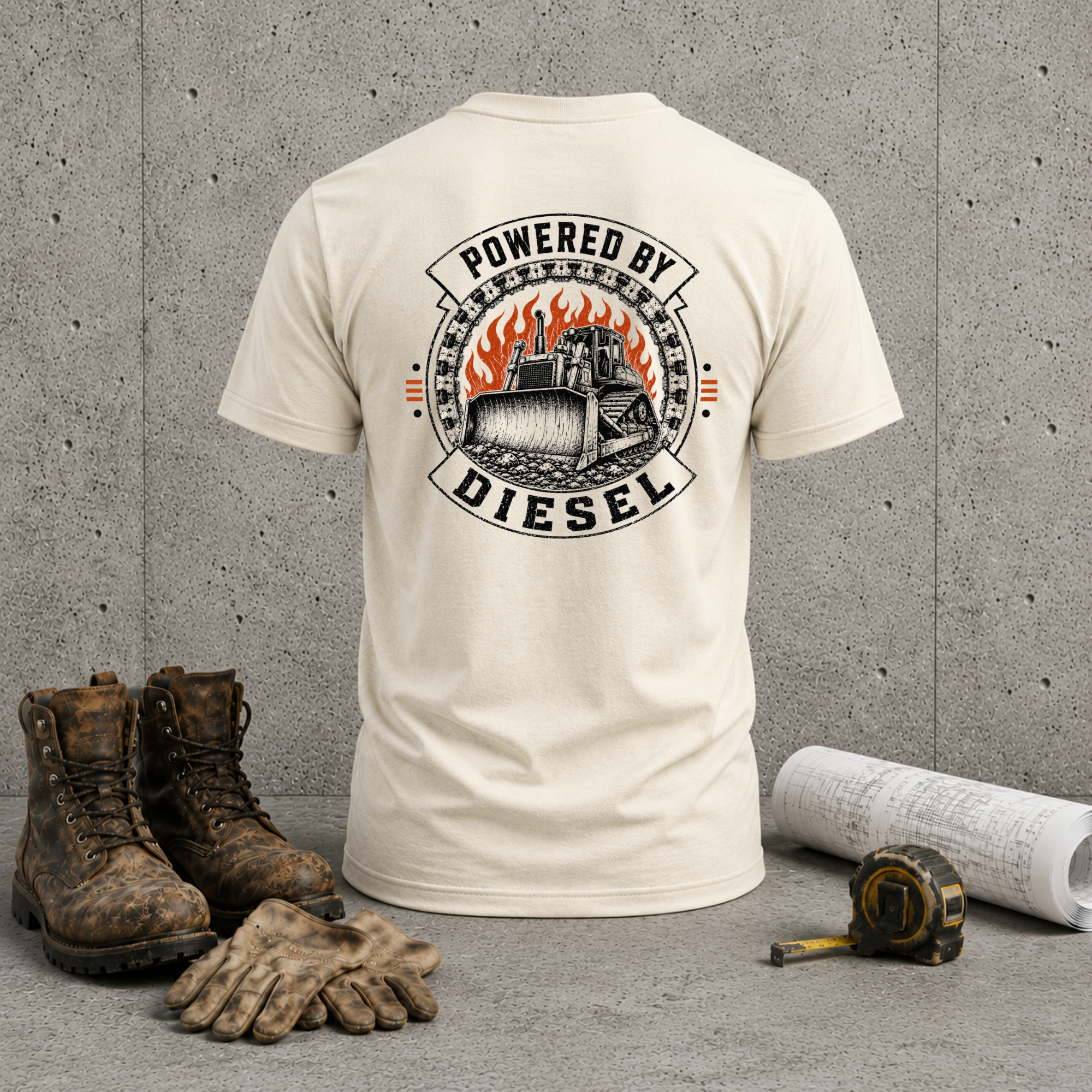 Diesel Bulldozer T-Shirt — "Powered by Diesel" Heavy Equipment Shirt