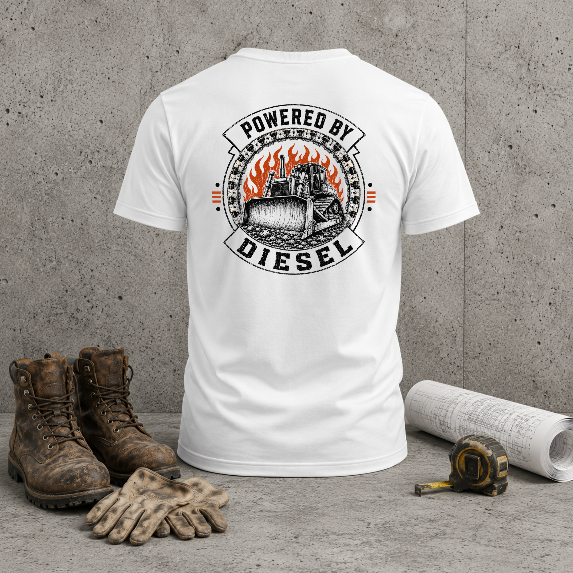 Diesel Bulldozer T-Shirt — "Powered by Diesel" Heavy Equipment Shirt