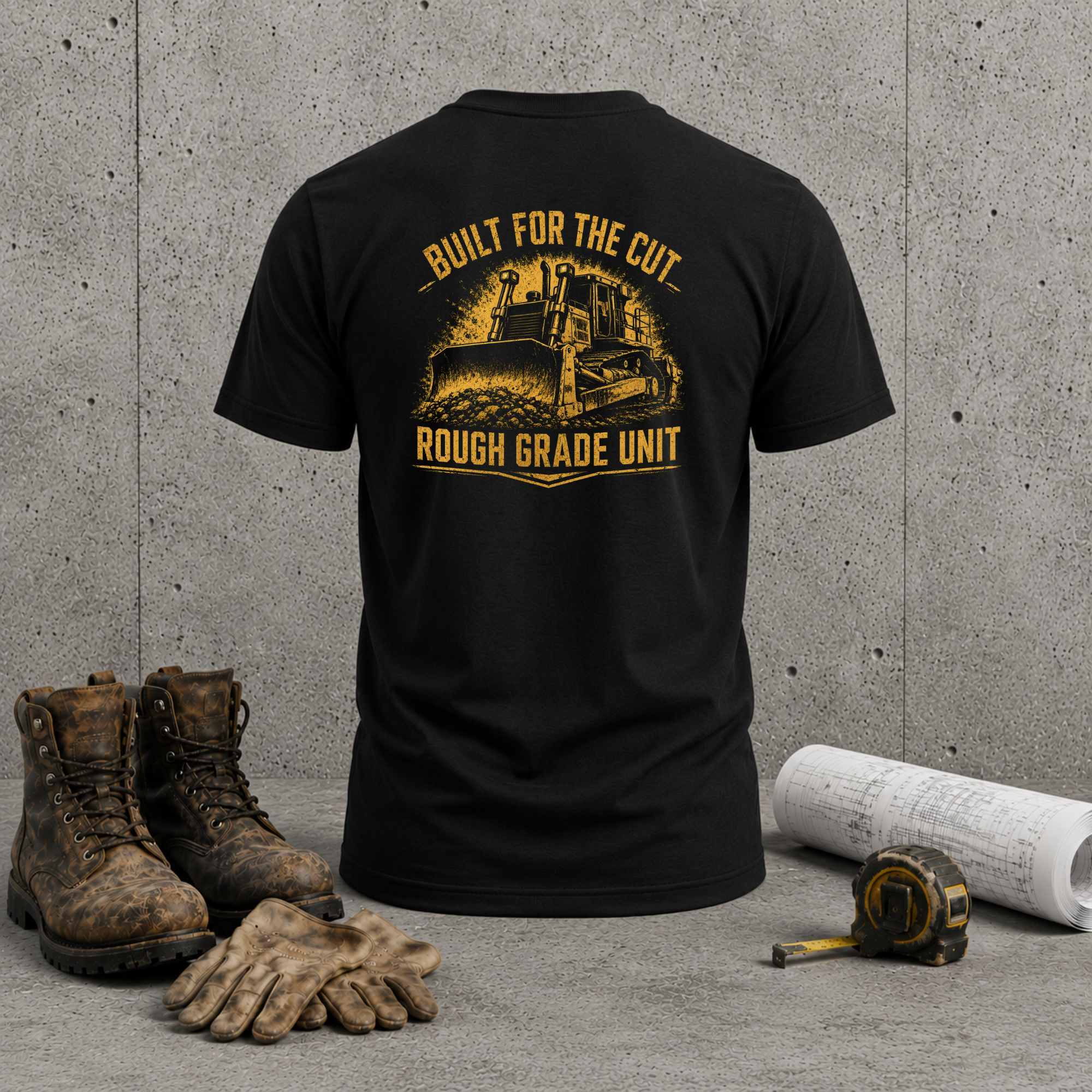Bulldozer T-Shirt — "Built for the Cut" Rough Grade Unit Construction Tee