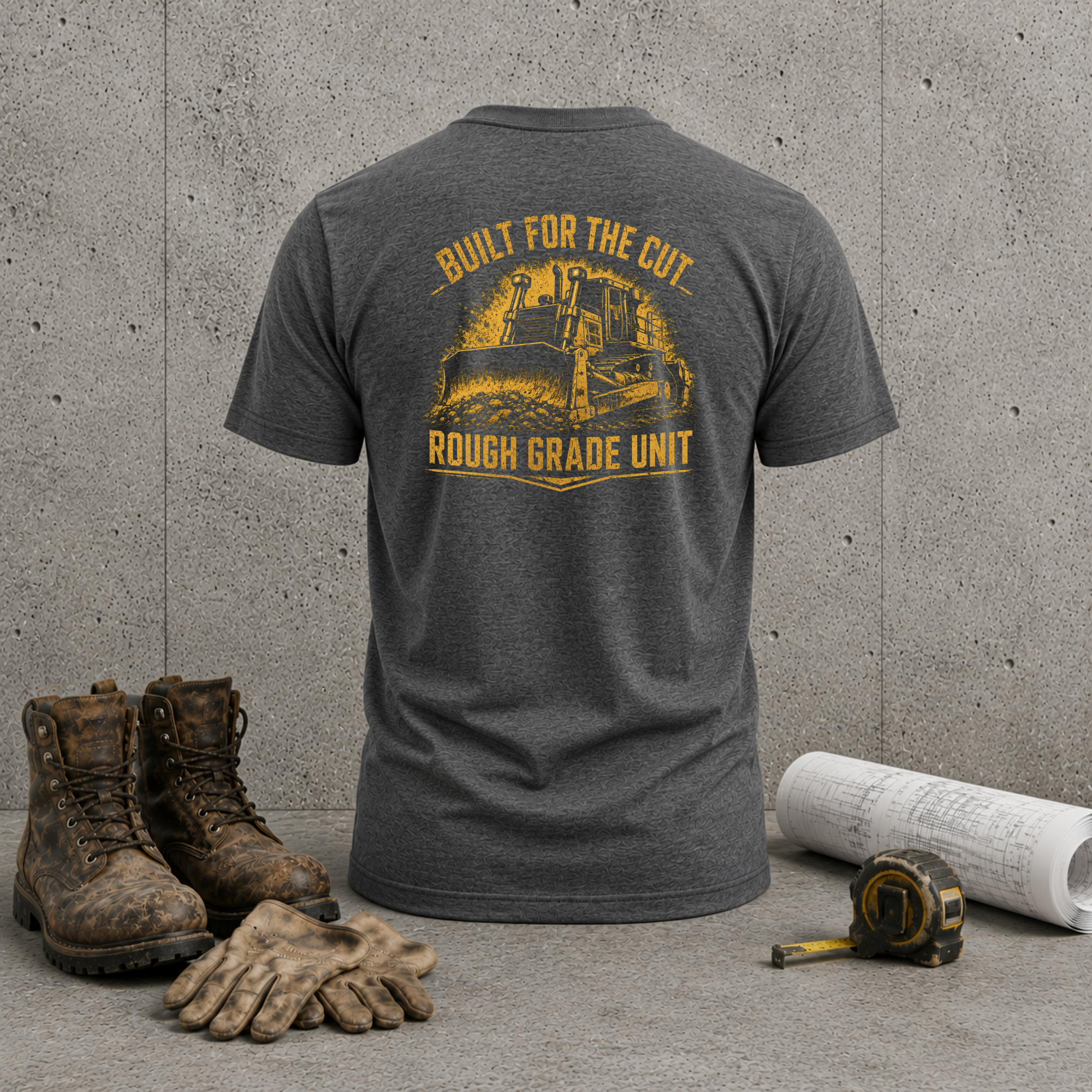 Bulldozer T-Shirt — "Built for the Cut" Rough Grade Unit Construction Tee