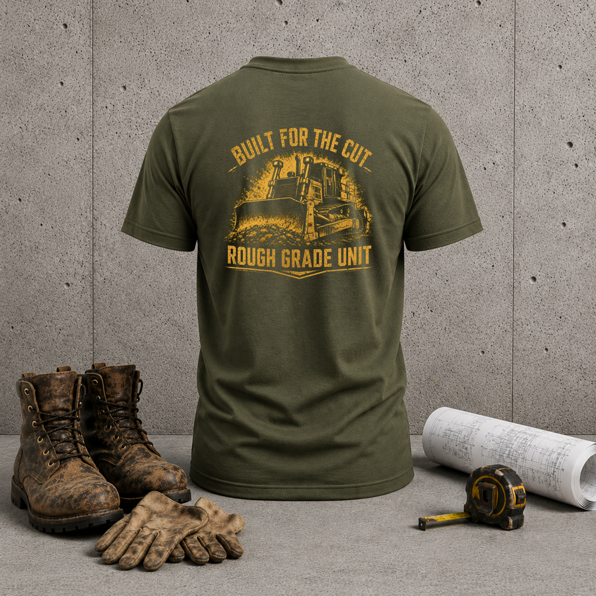 Bulldozer T-Shirt — "Built for the Cut" Rough Grade Unit Construction Tee