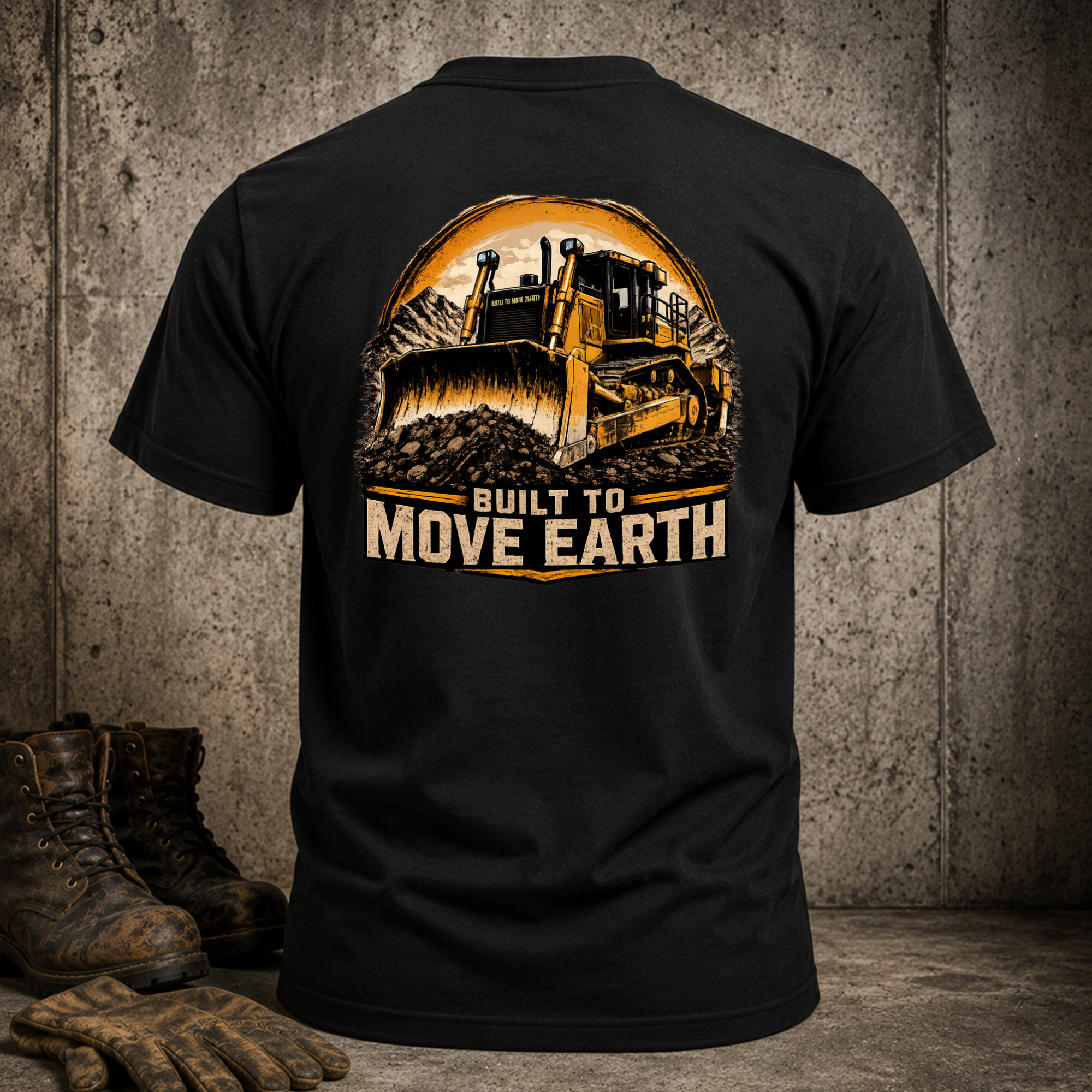 Built to Move Earth Bulldozer T-Shirt — Heavy Equipment Construction Tee