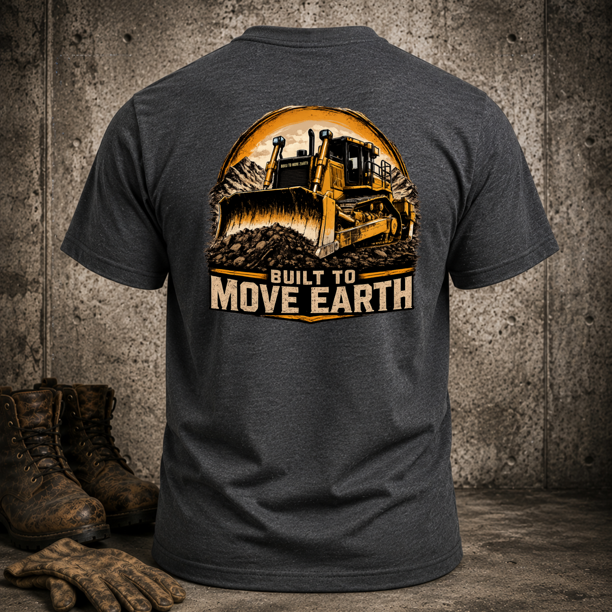 Built to Move Earth Bulldozer T-Shirt — Heavy Equipment Construction Tee