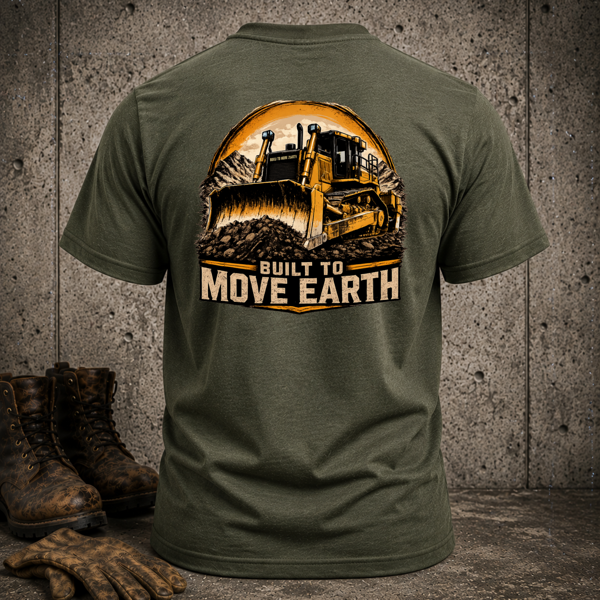 Built to Move Earth Bulldozer T-Shirt — Heavy Equipment Construction Tee