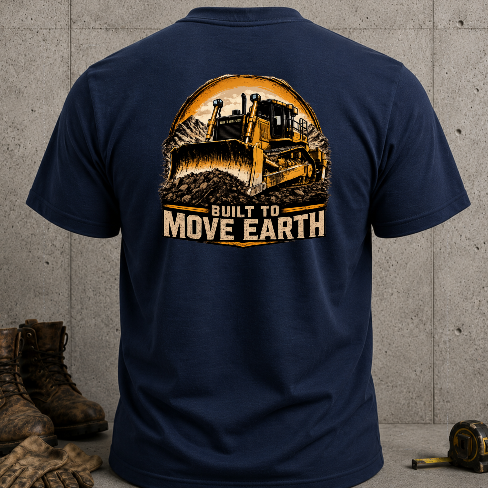 Built to Move Earth Bulldozer T-Shirt — Heavy Equipment Construction Tee
