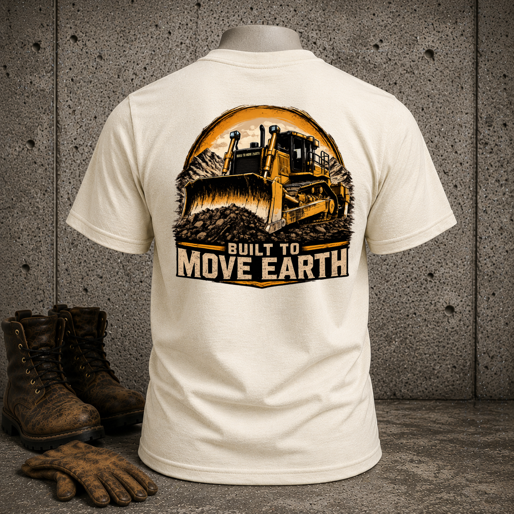 Built to Move Earth Bulldozer T-Shirt — Heavy Equipment Construction Tee