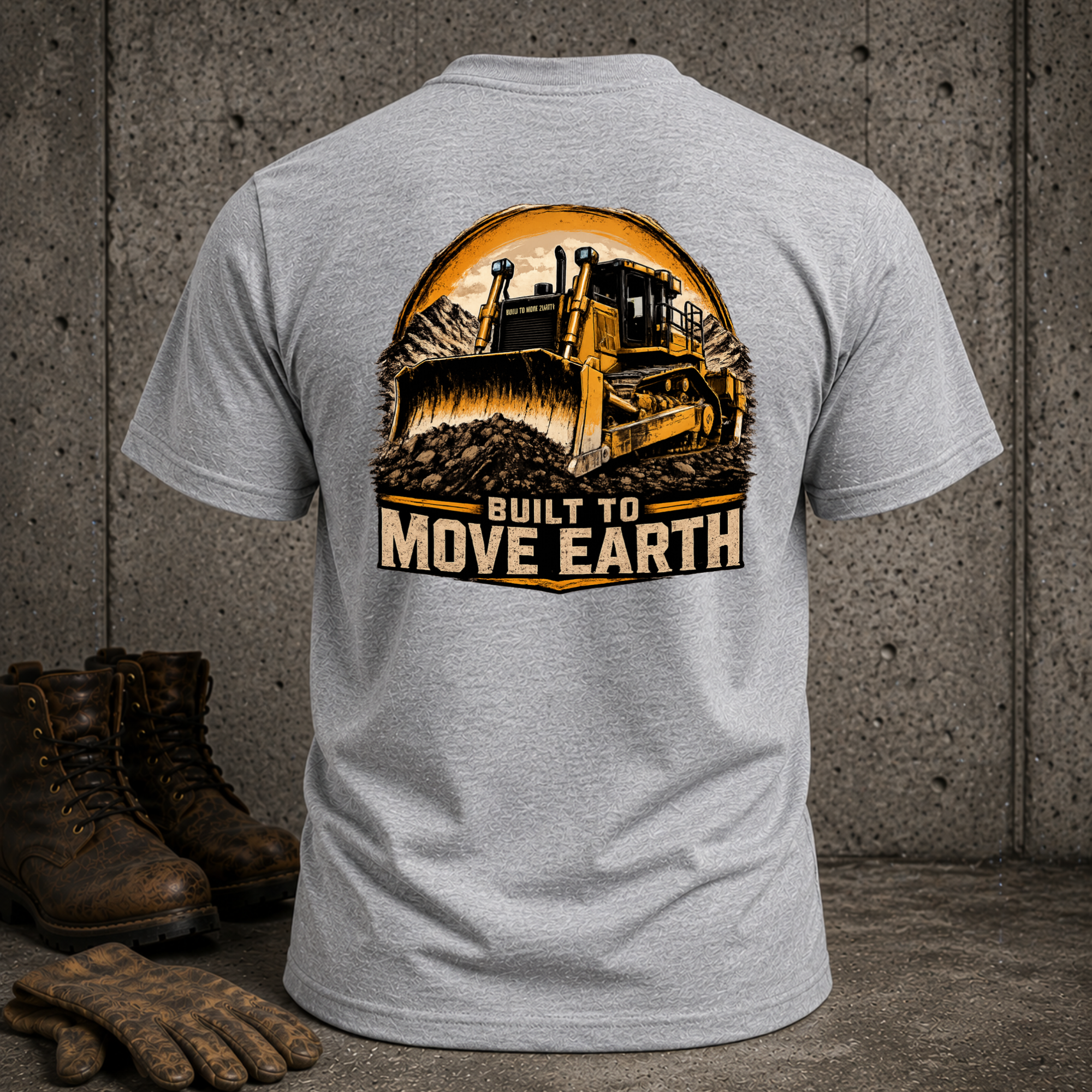 Built to Move Earth Bulldozer T-Shirt — Heavy Equipment Construction Tee