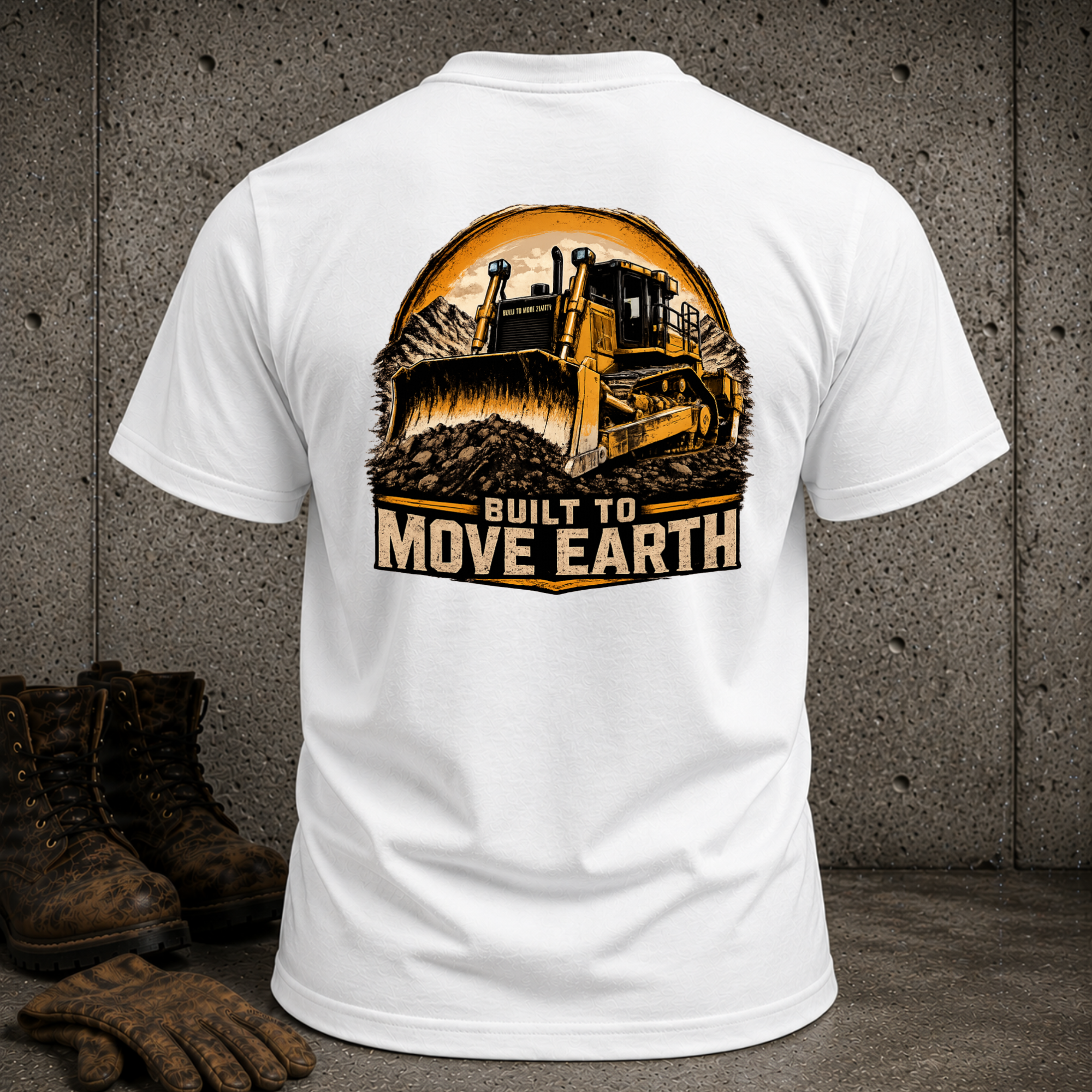 Built to Move Earth Bulldozer T-Shirt — Heavy Equipment Construction Tee