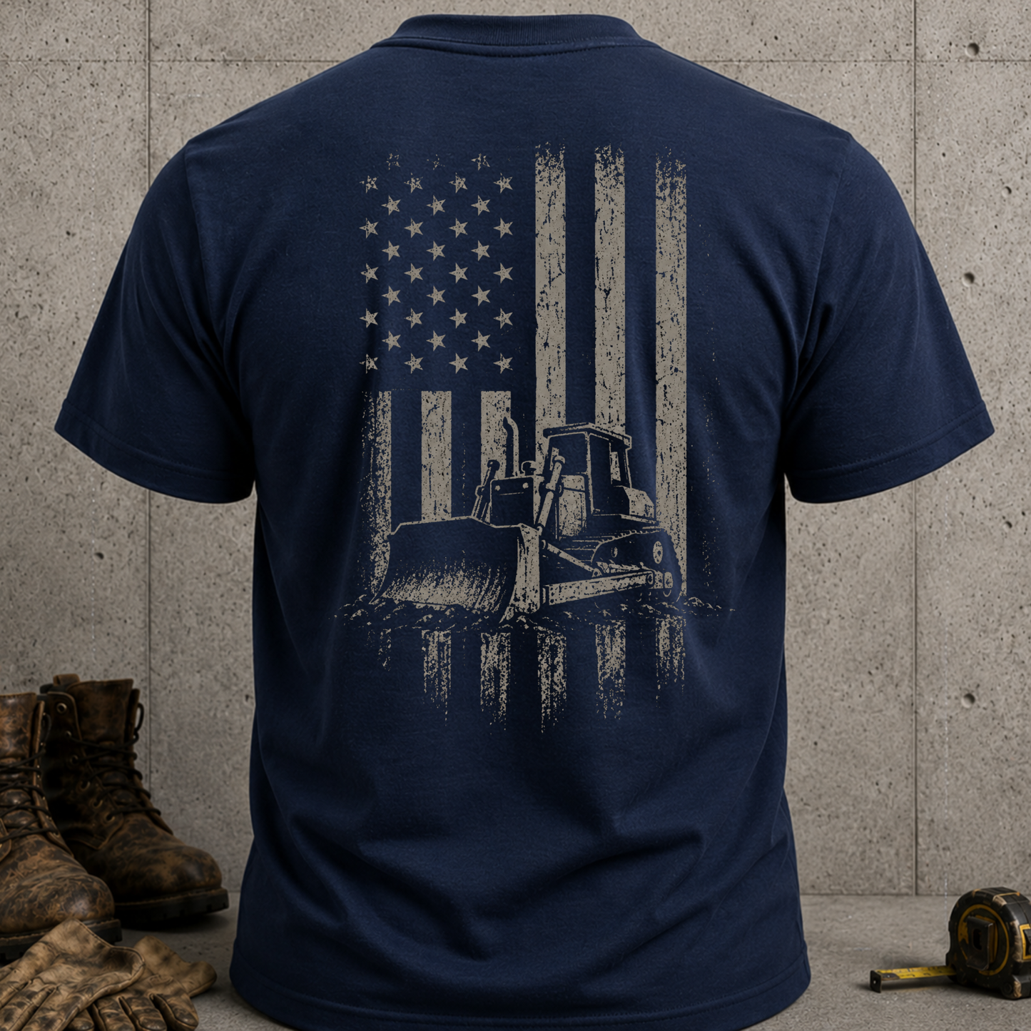 Bulldozer American Flag T-Shirt