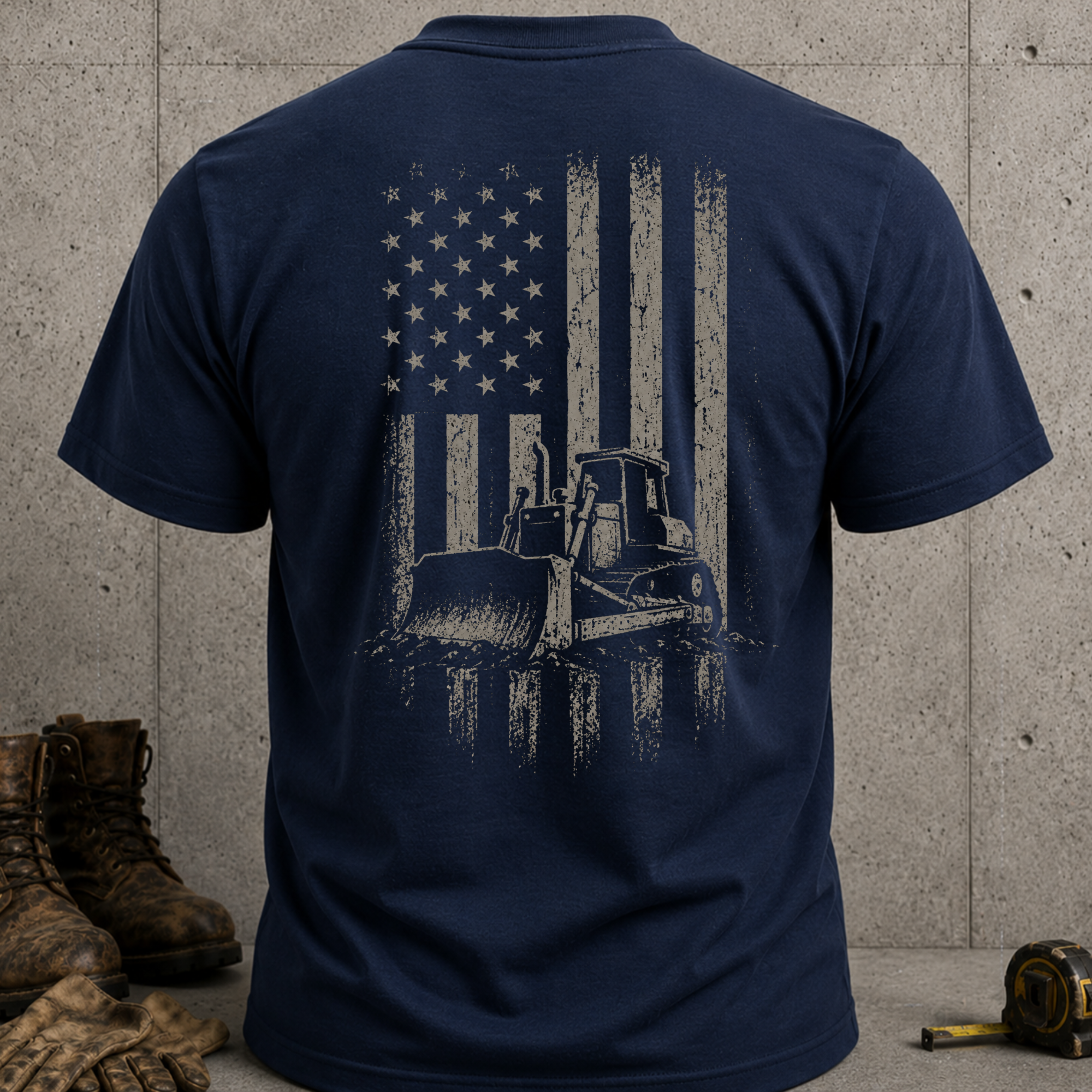 Bulldozer American Flag T-Shirt