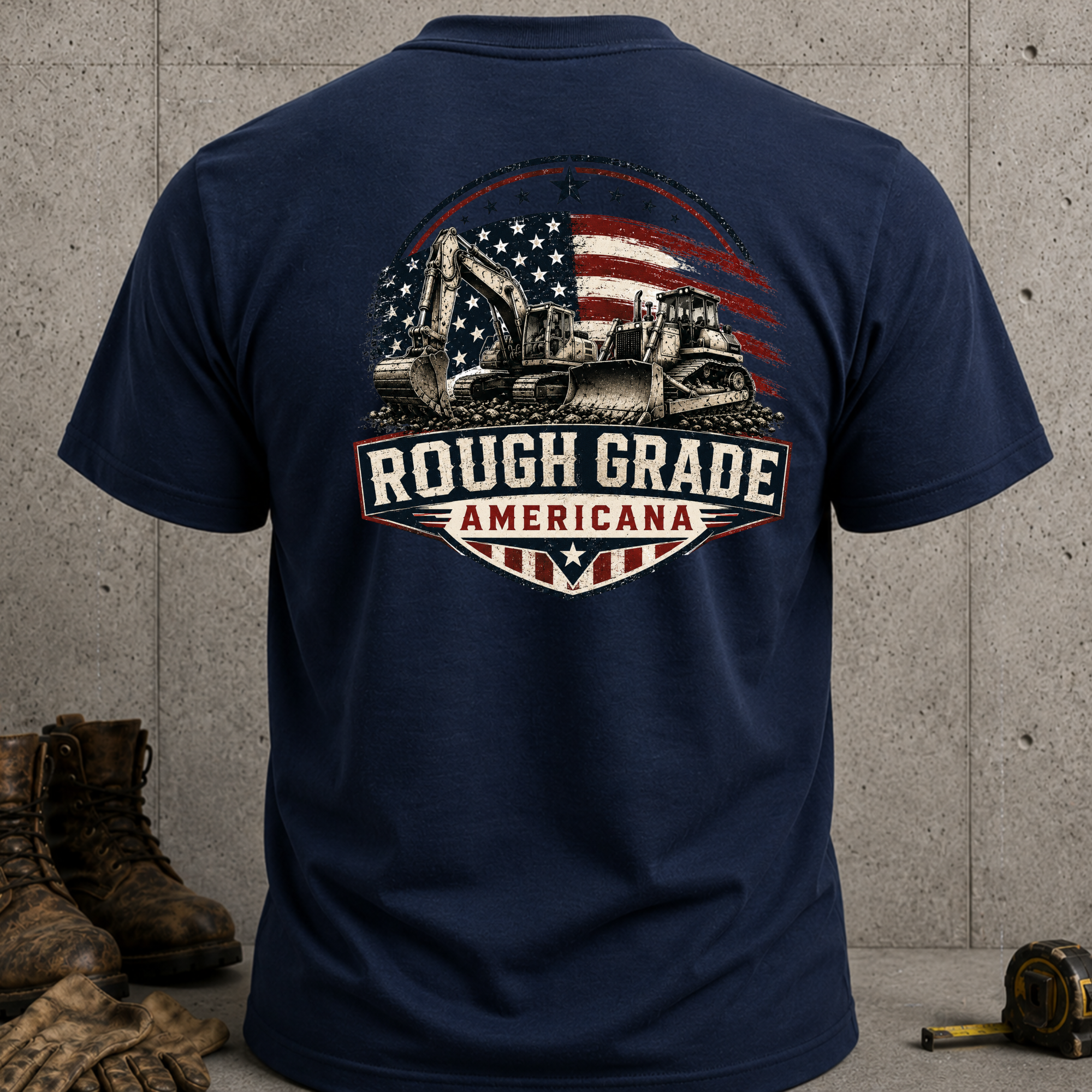 Rough Grade Americana T-Shirt — Patriotic Construction Crew Tee